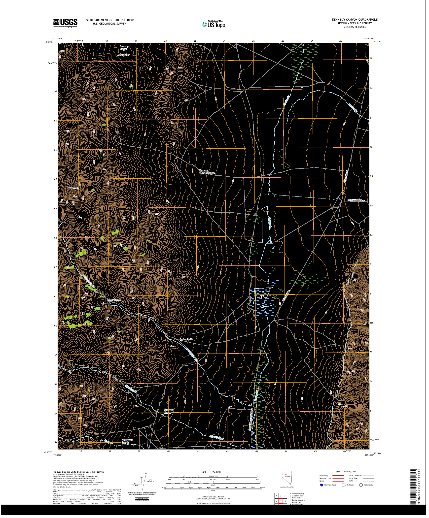 US TOPO 7.5-MINUTE MAP FOR KENNEDY CANYON, NV