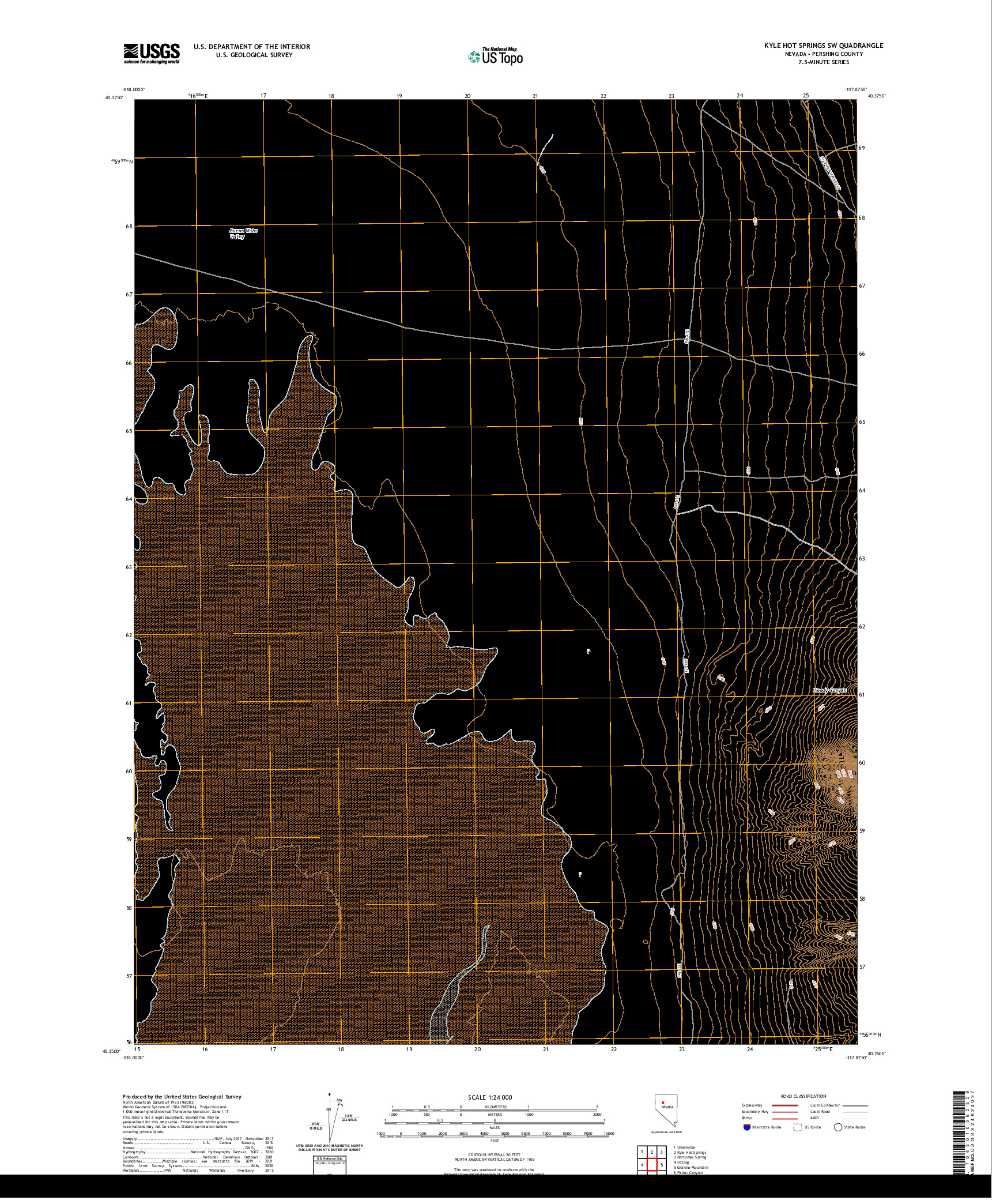 US TOPO 7.5-MINUTE MAP FOR KYLE HOT SPRINGS SW, NV