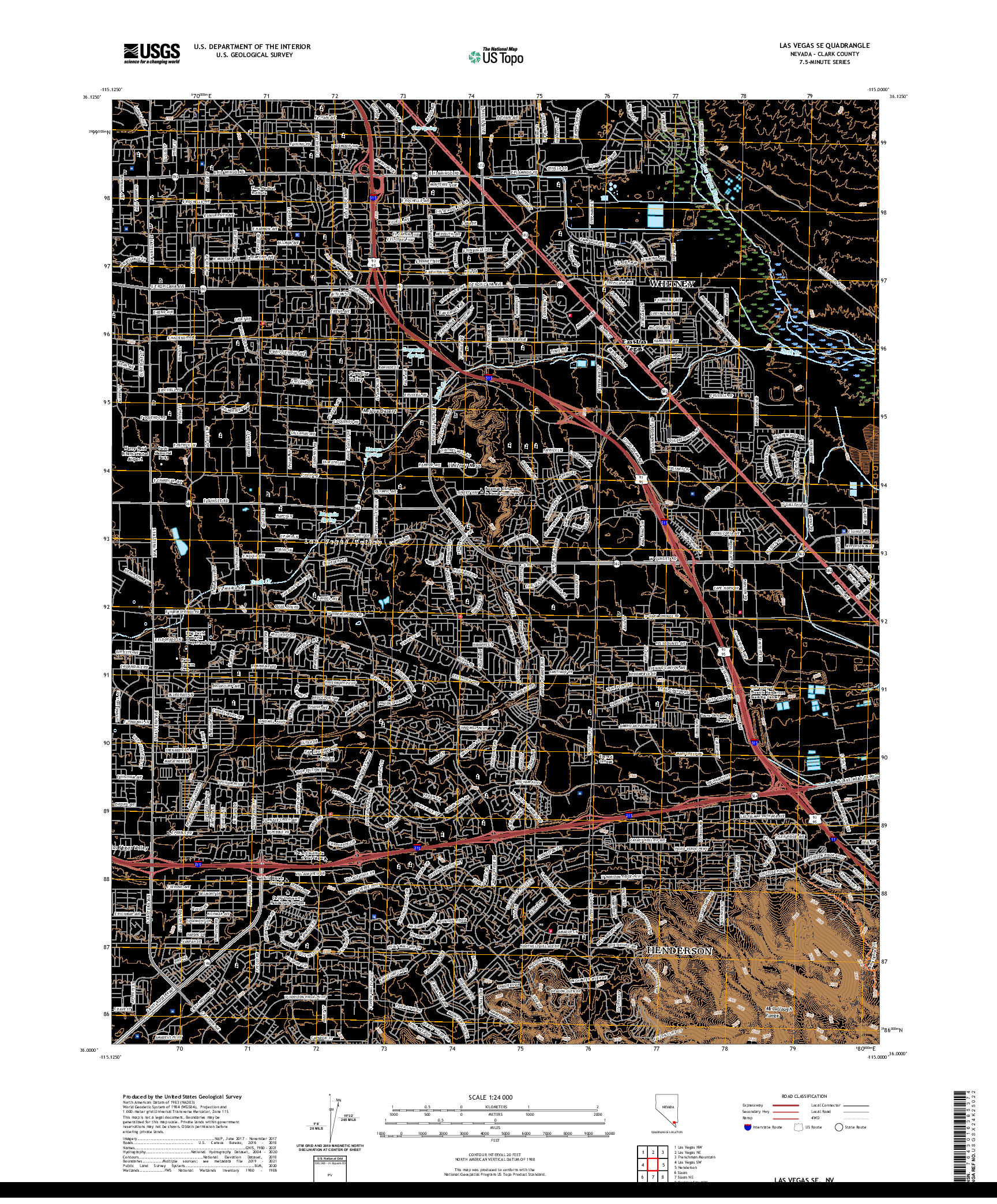 US TOPO 7.5-MINUTE MAP FOR LAS VEGAS SE, NV