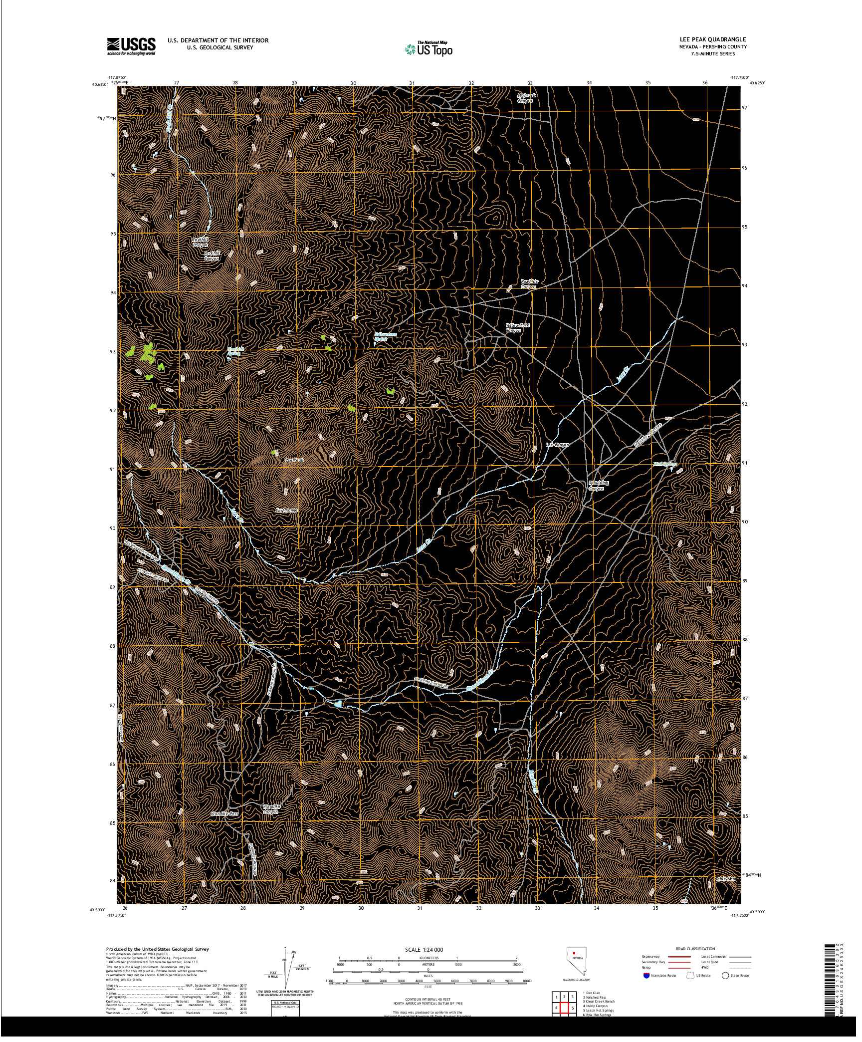 US TOPO 7.5-MINUTE MAP FOR LEE PEAK, NV