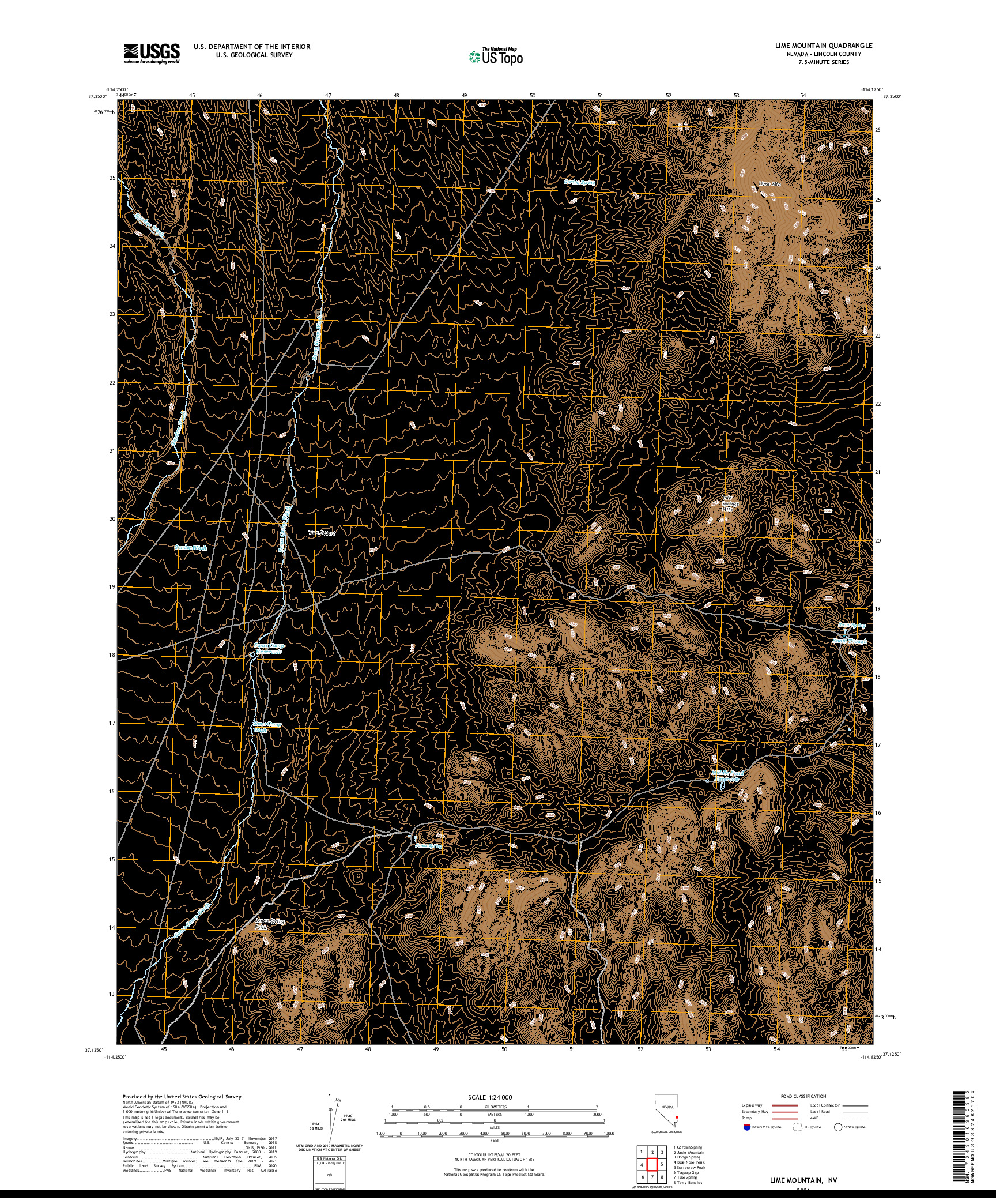 US TOPO 7.5-MINUTE MAP FOR LIME MOUNTAIN, NV