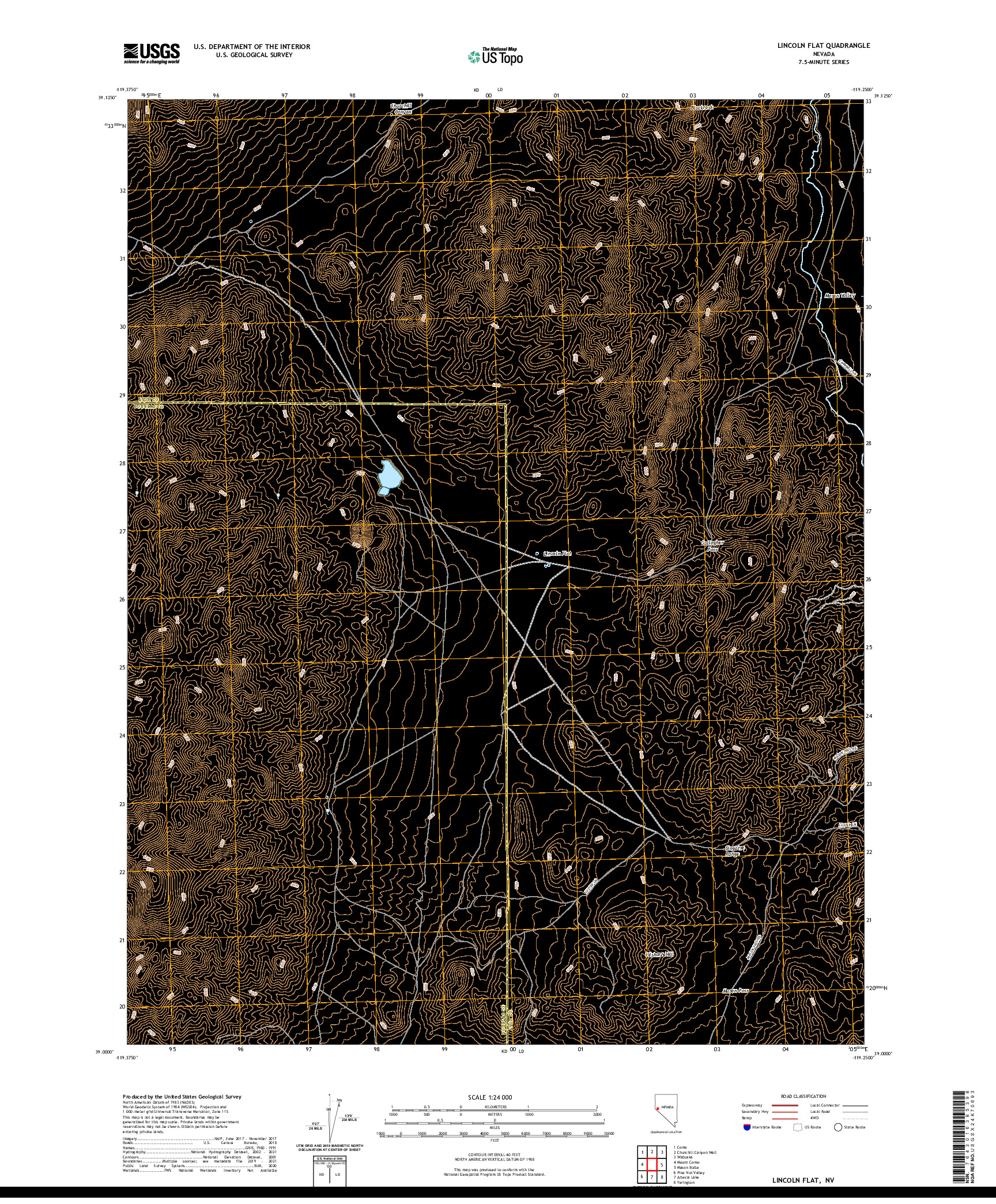 US TOPO 7.5-MINUTE MAP FOR LINCOLN FLAT, NV