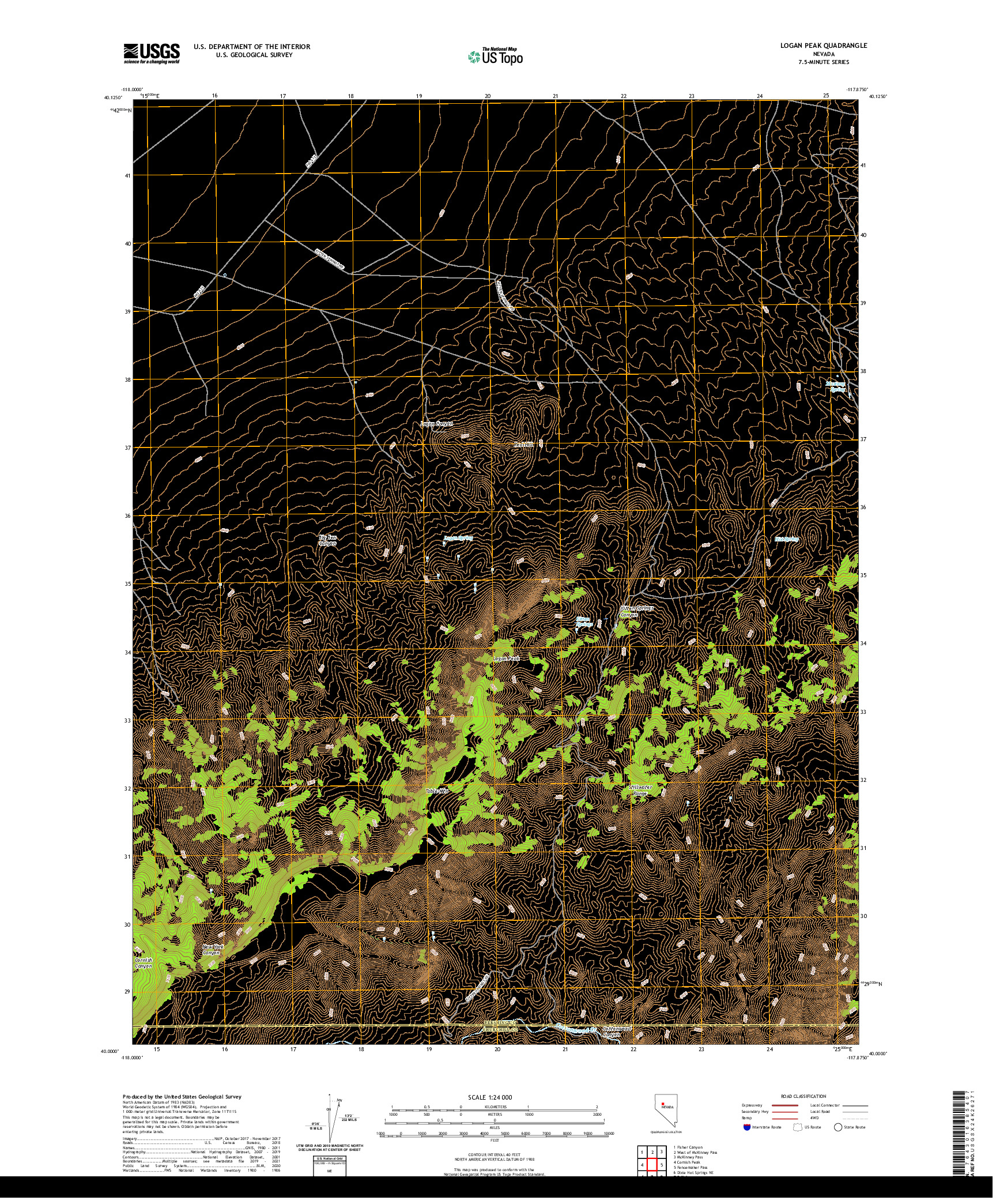 US TOPO 7.5-MINUTE MAP FOR LOGAN PEAK, NV