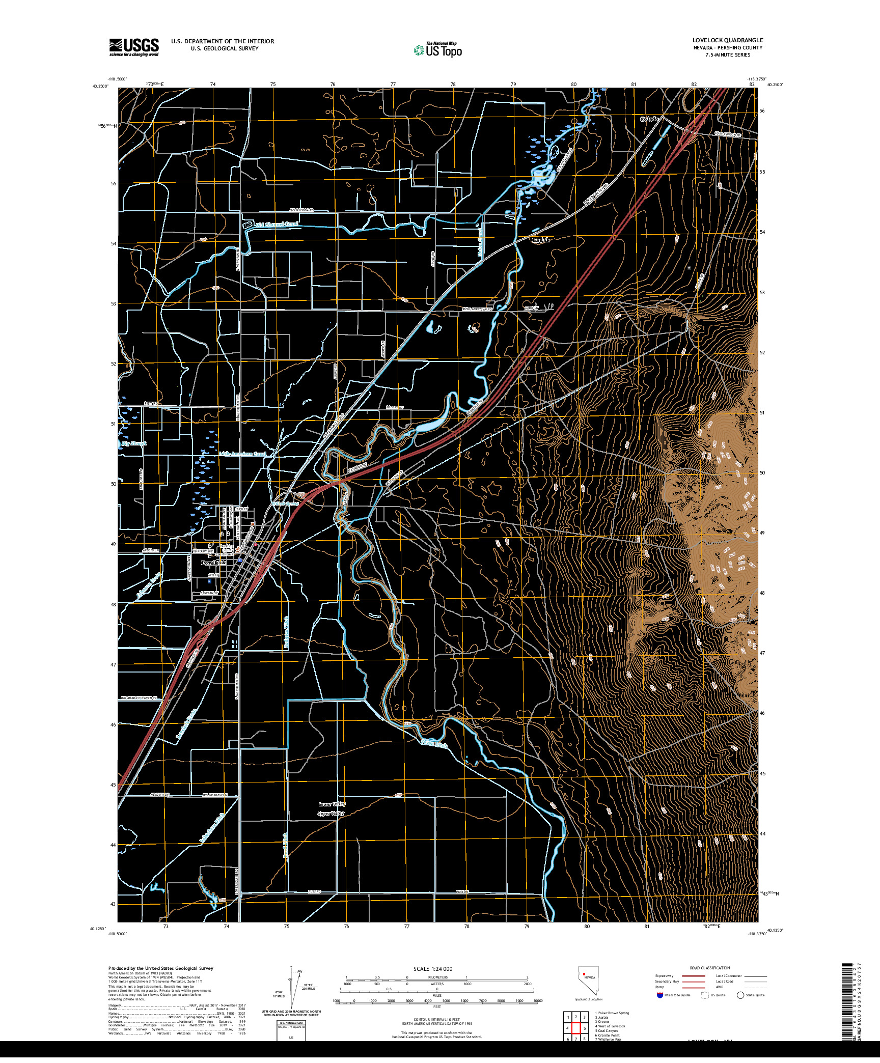 US TOPO 7.5-MINUTE MAP FOR LOVELOCK, NV