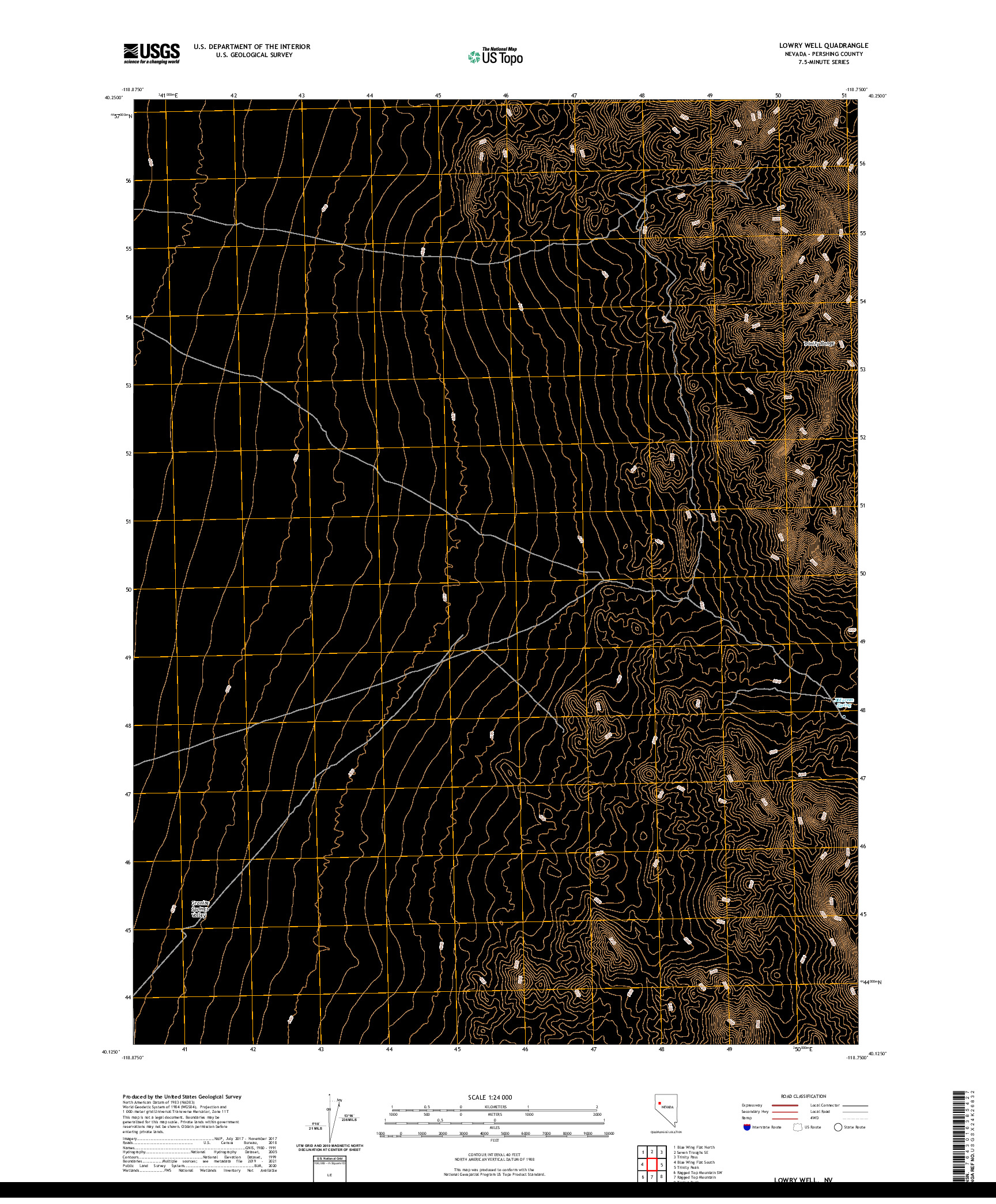 US TOPO 7.5-MINUTE MAP FOR LOWRY WELL, NV