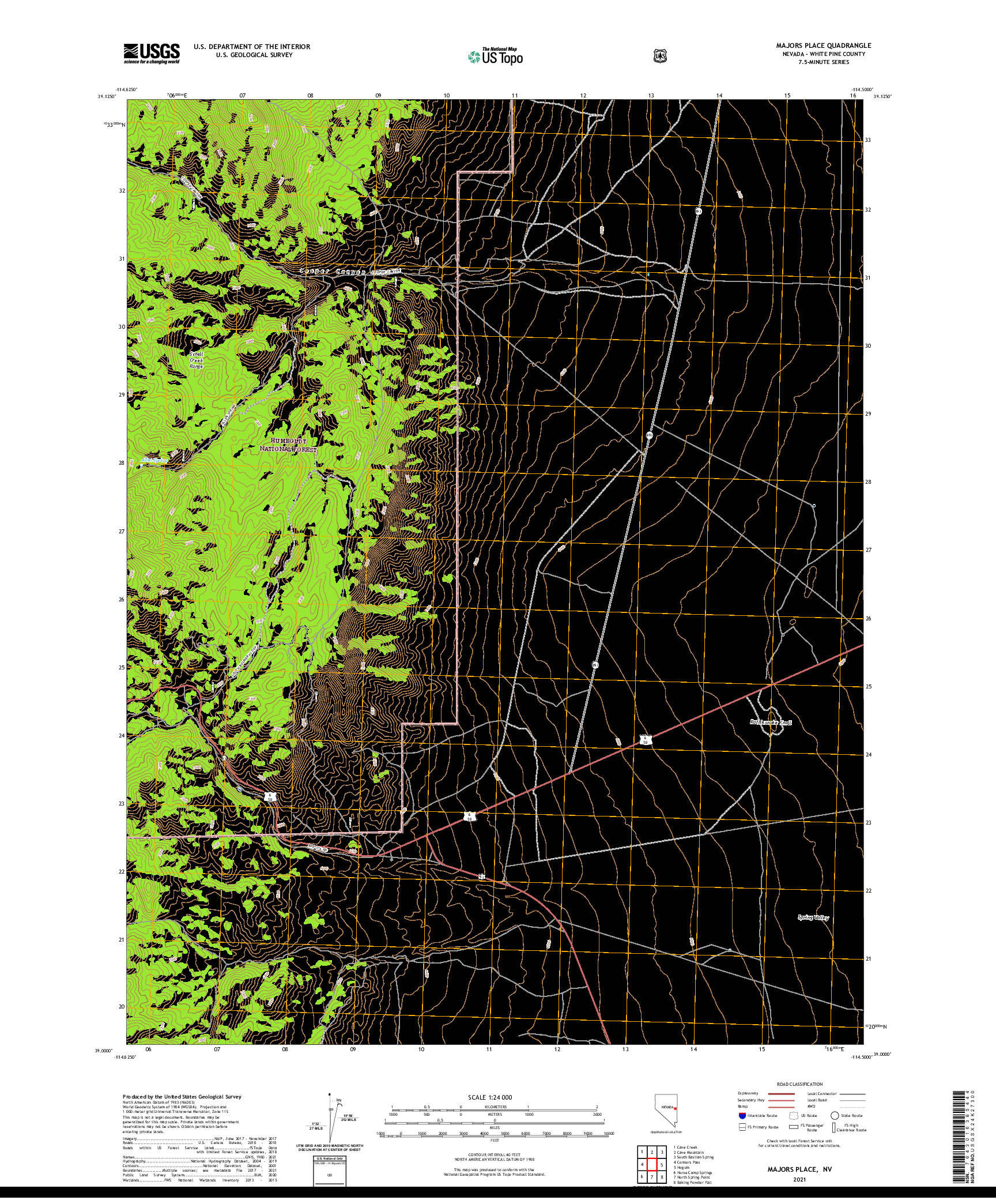 US TOPO 7.5-MINUTE MAP FOR MAJORS PLACE, NV