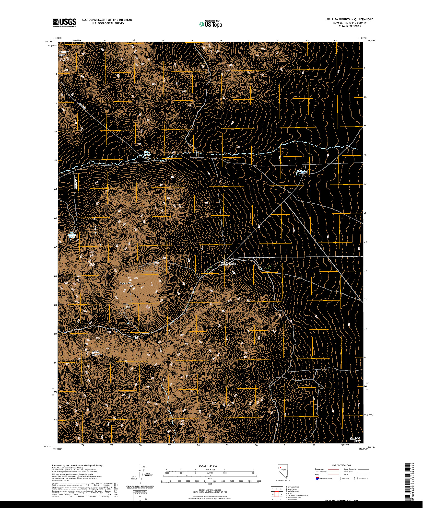 US TOPO 7.5-MINUTE MAP FOR MAJUBA MOUNTAIN, NV