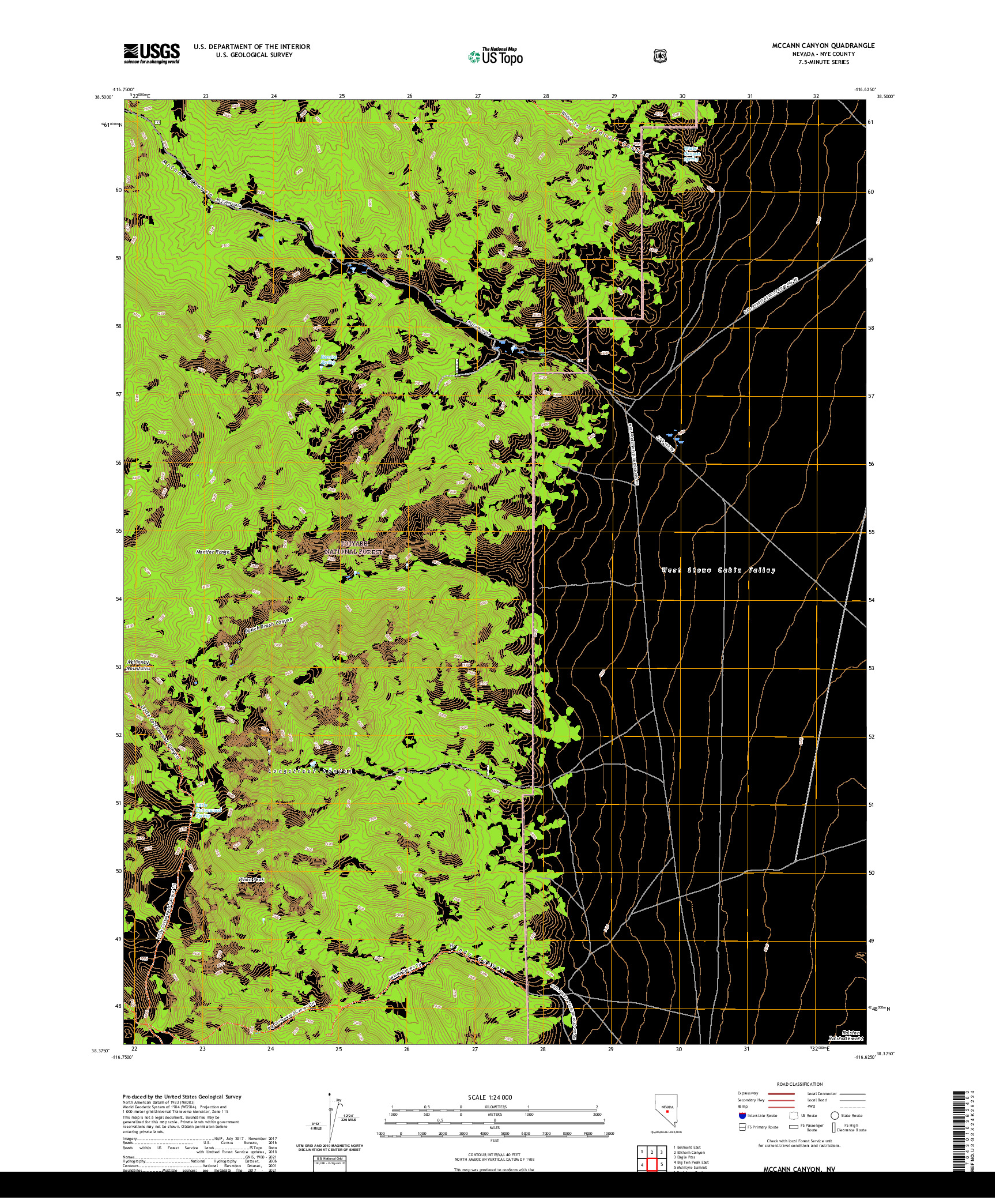 US TOPO 7.5-MINUTE MAP FOR MCCANN CANYON, NV