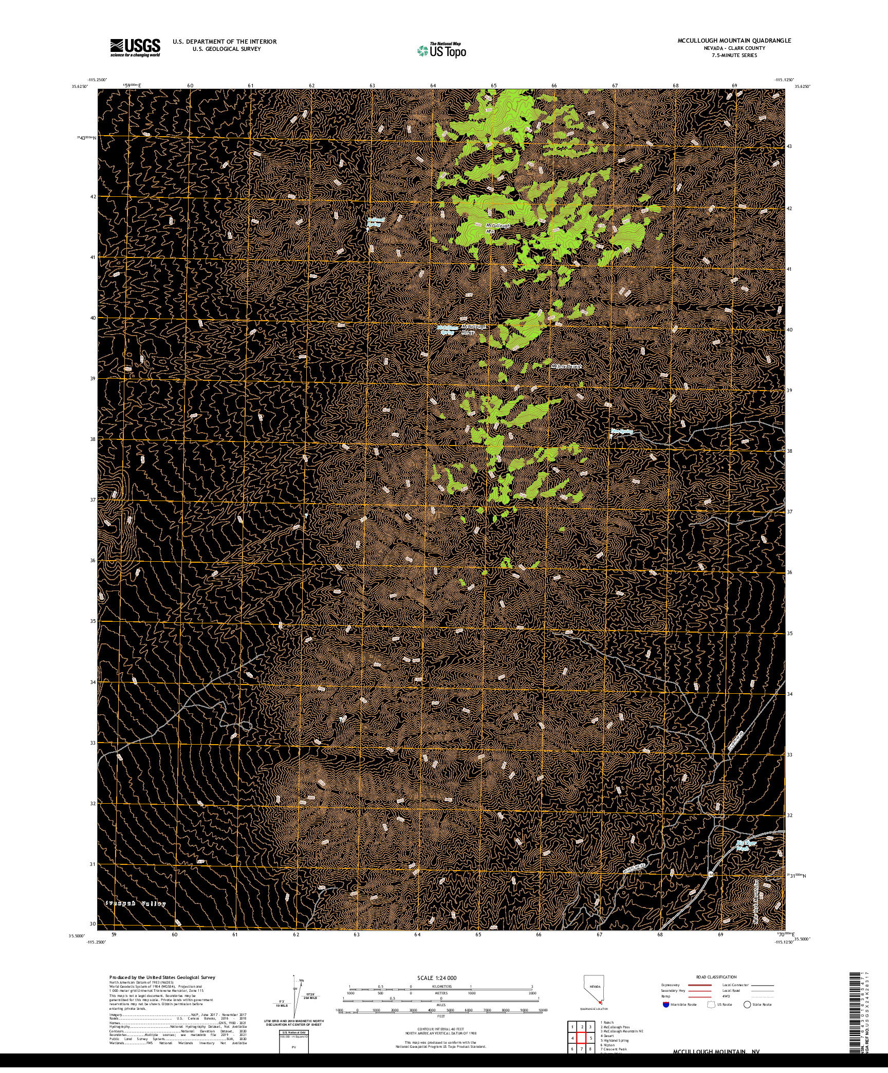 US TOPO 7.5-MINUTE MAP FOR MCCULLOUGH MOUNTAIN, NV