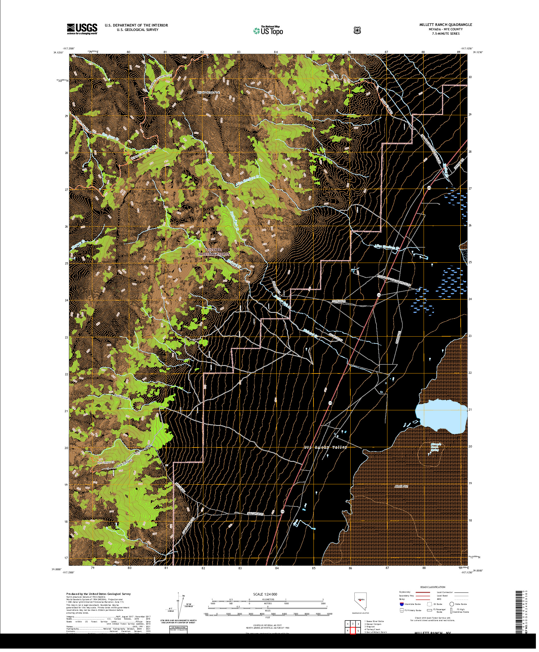 US TOPO 7.5-MINUTE MAP FOR MILLETT RANCH, NV