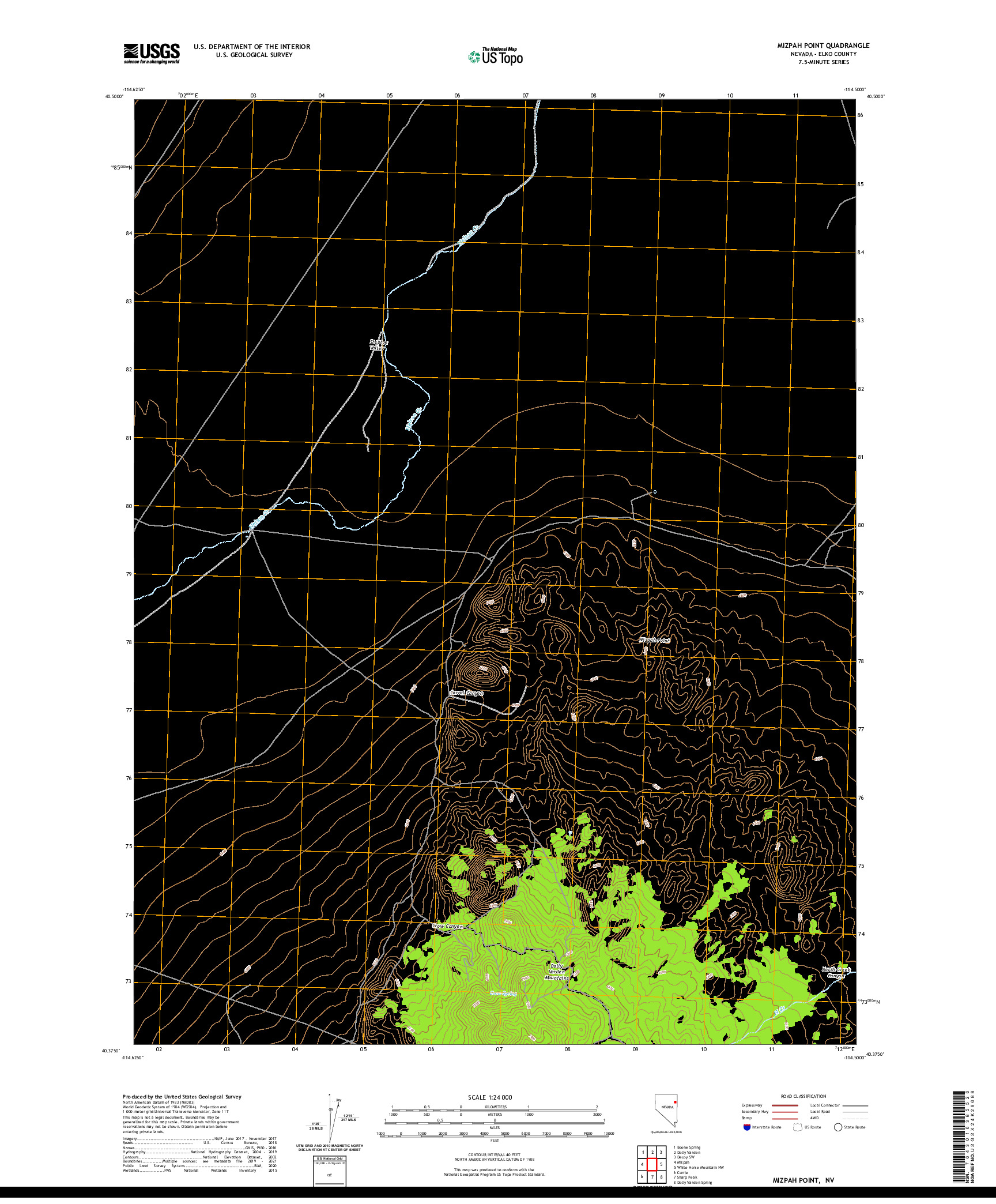 US TOPO 7.5-MINUTE MAP FOR MIZPAH POINT, NV