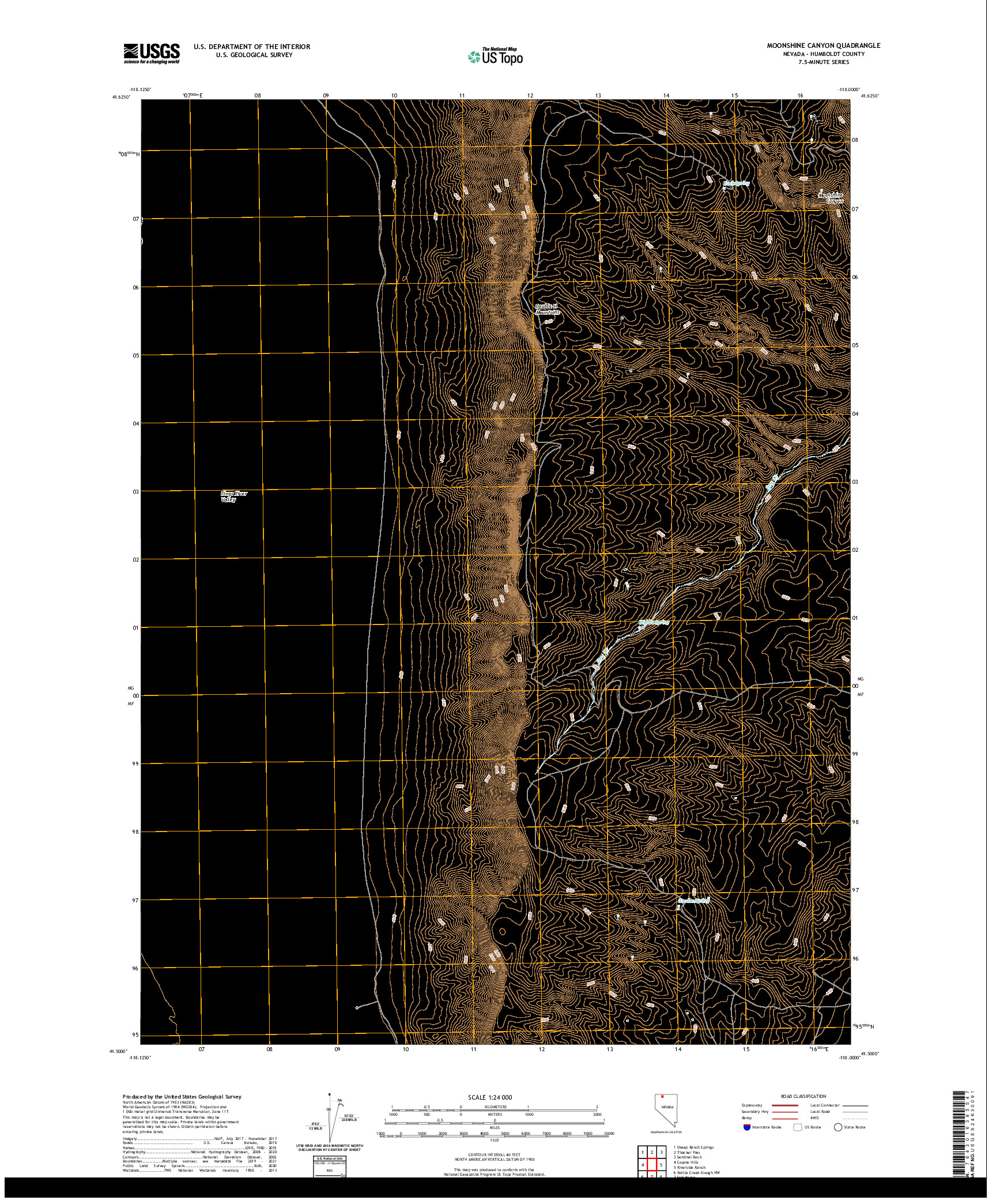 US TOPO 7.5-MINUTE MAP FOR MOONSHINE CANYON, NV