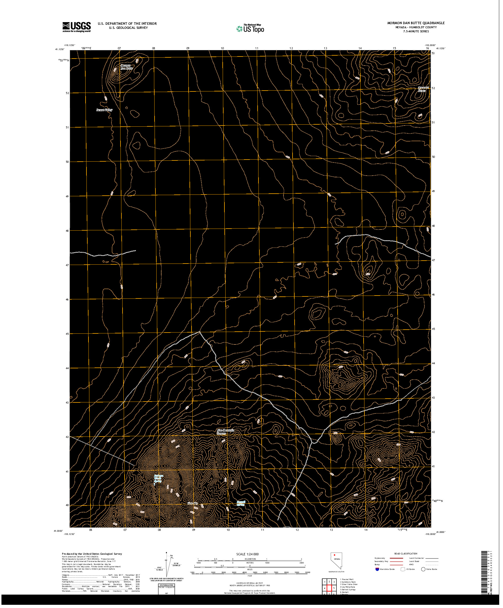 US TOPO 7.5-MINUTE MAP FOR MORMON DAN BUTTE, NV