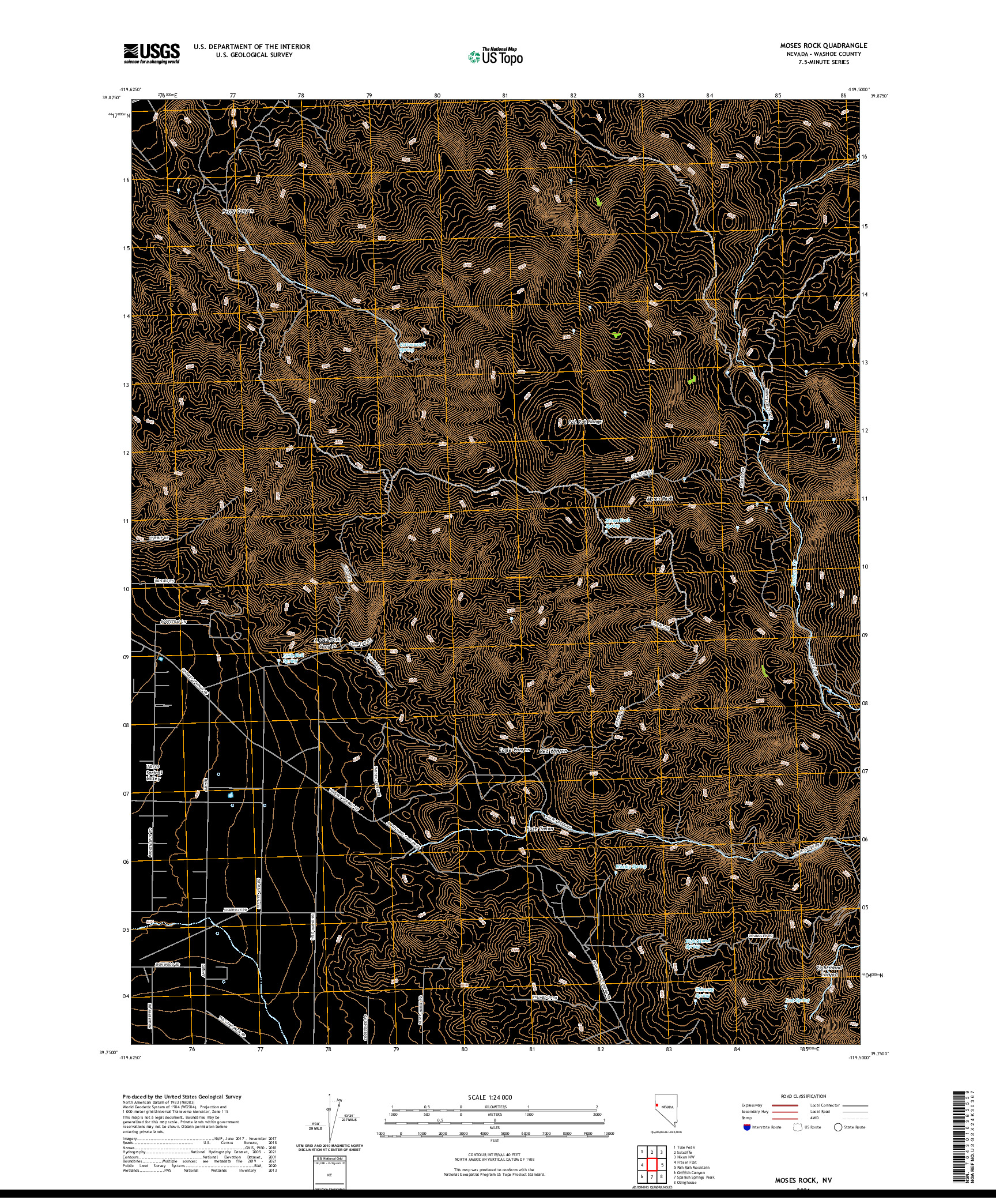 US TOPO 7.5-MINUTE MAP FOR MOSES ROCK, NV