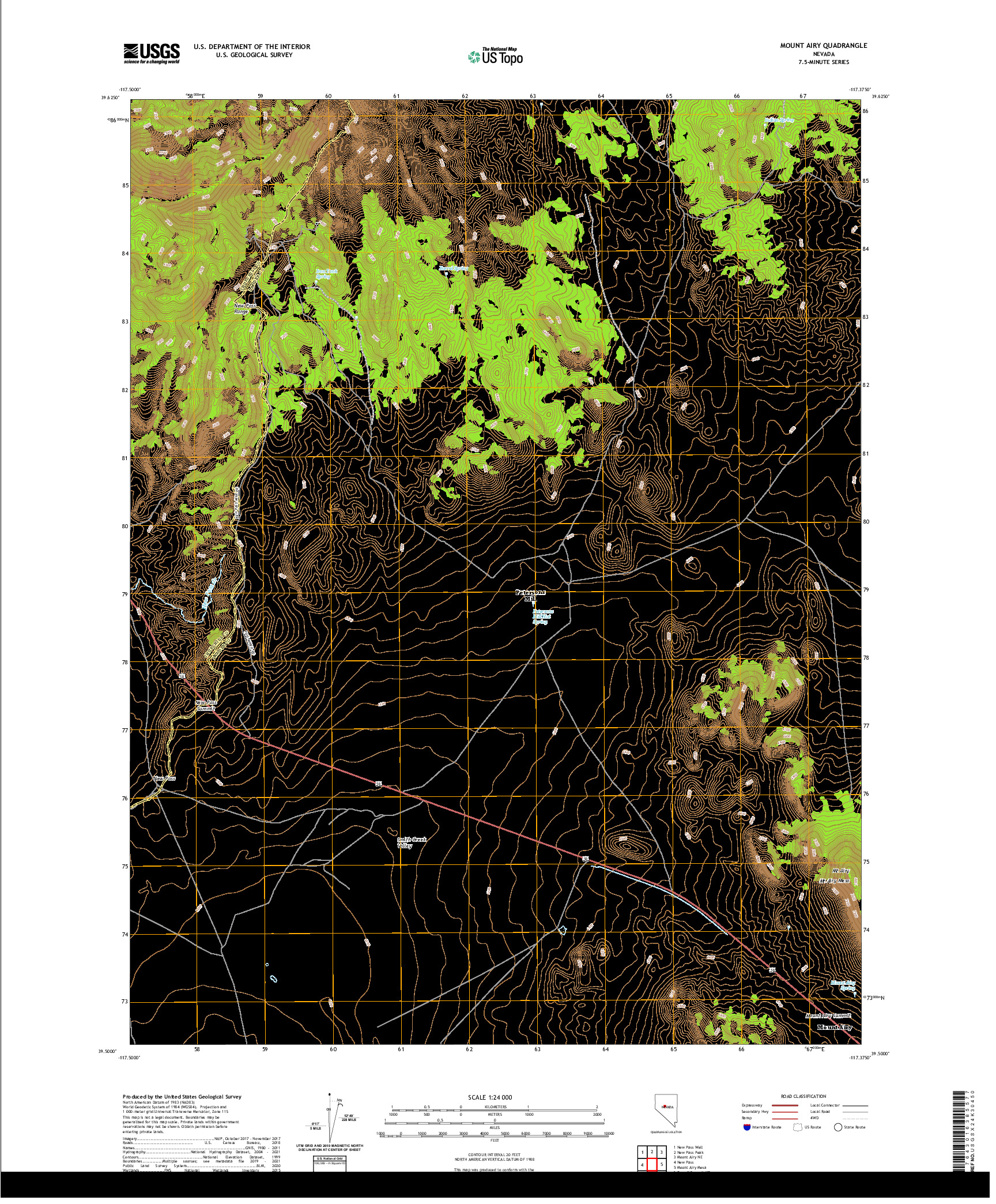 US TOPO 7.5-MINUTE MAP FOR MOUNT AIRY, NV