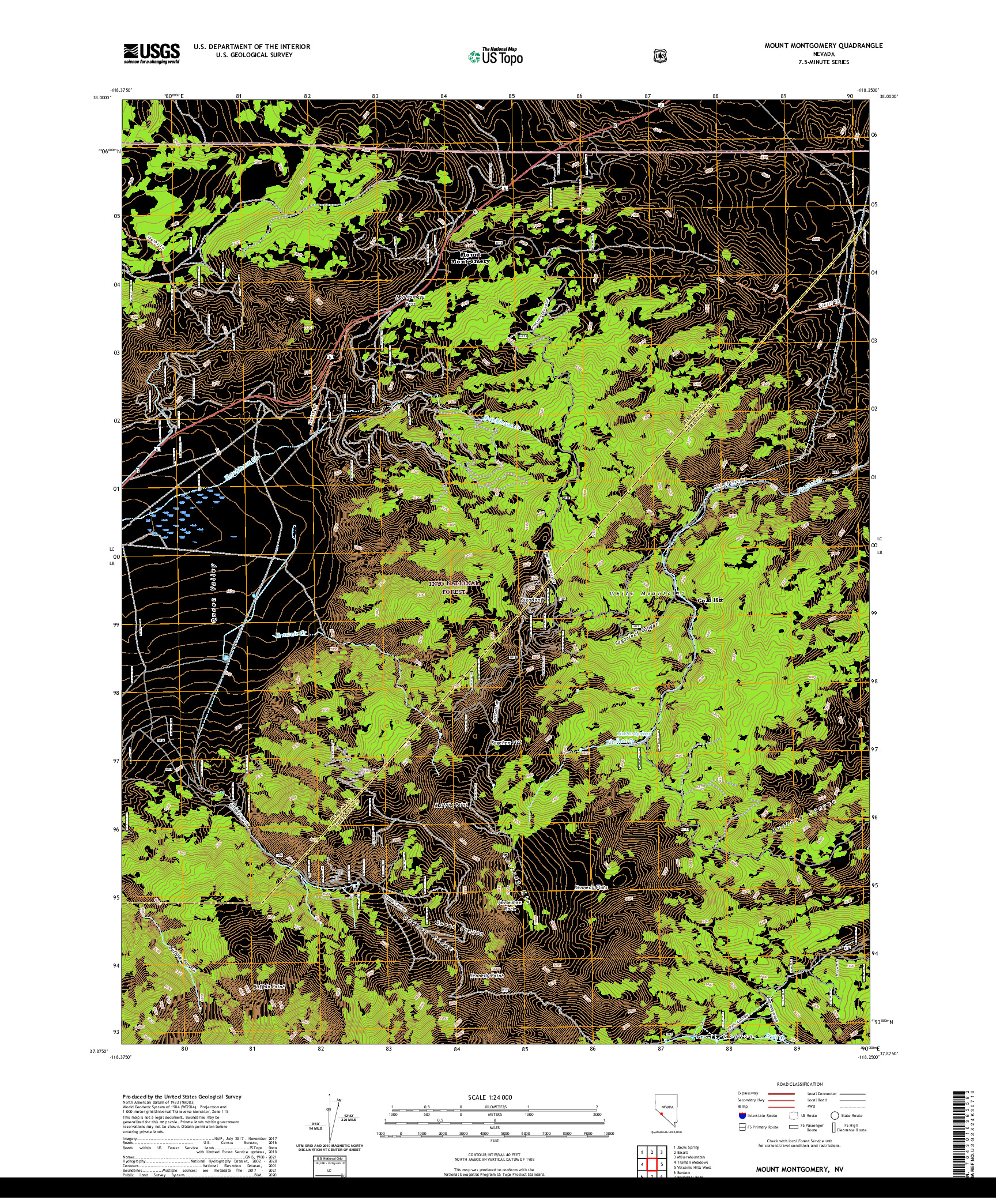 US TOPO 7.5-MINUTE MAP FOR MOUNT MONTGOMERY, NV