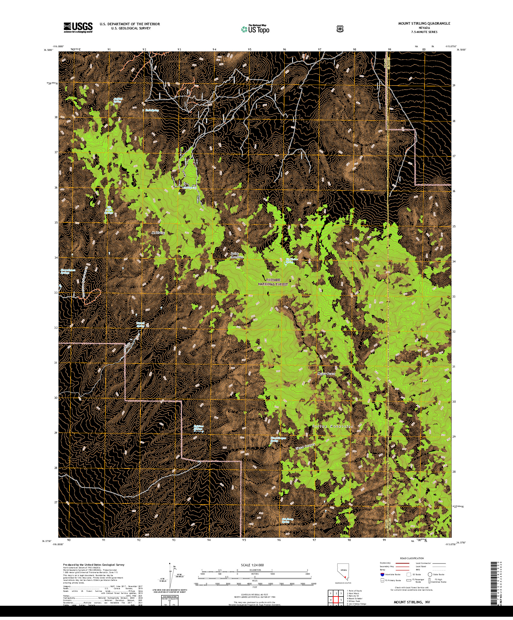 US TOPO 7.5-MINUTE MAP FOR MOUNT STIRLING, NV