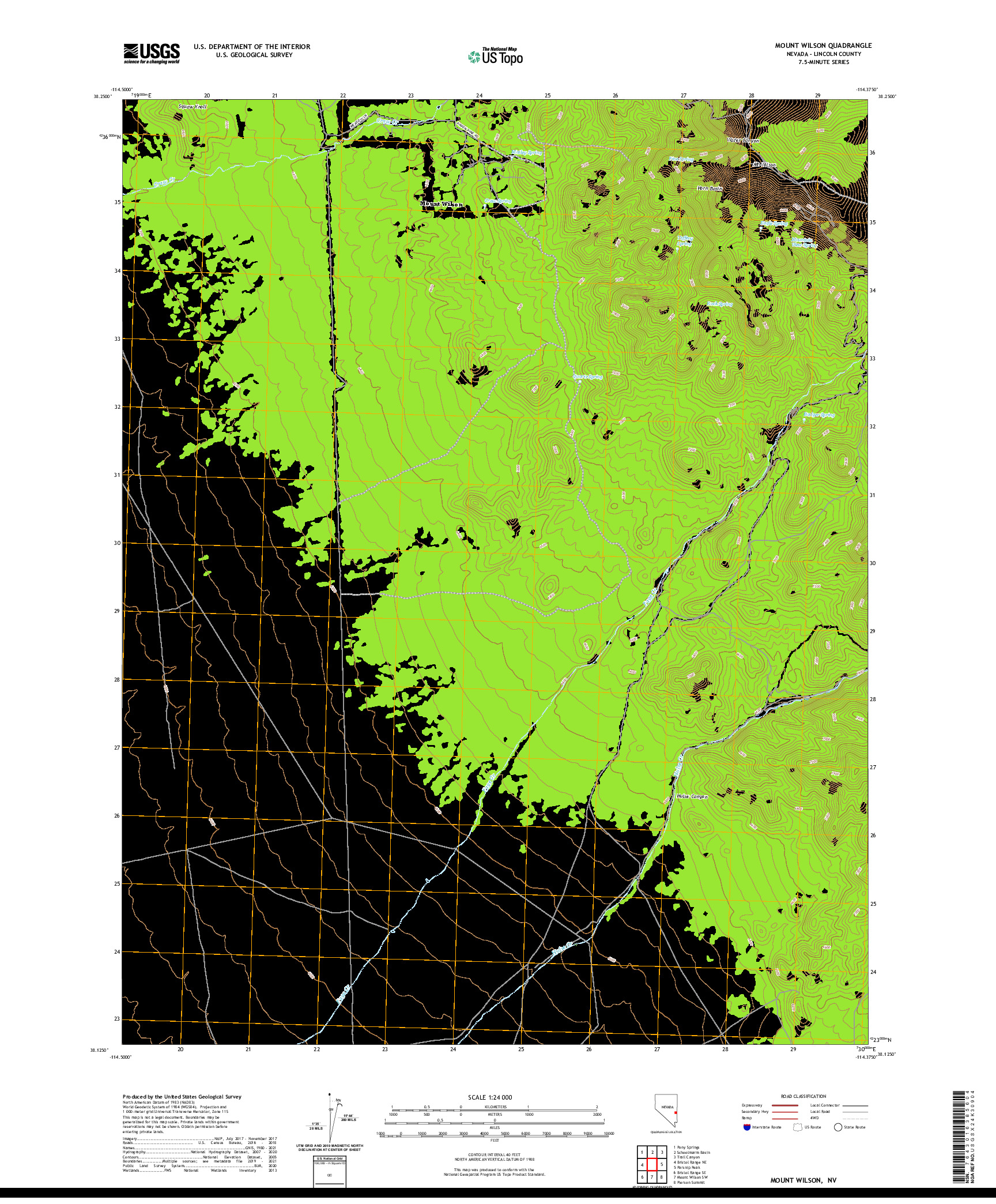 US TOPO 7.5-MINUTE MAP FOR MOUNT WILSON, NV