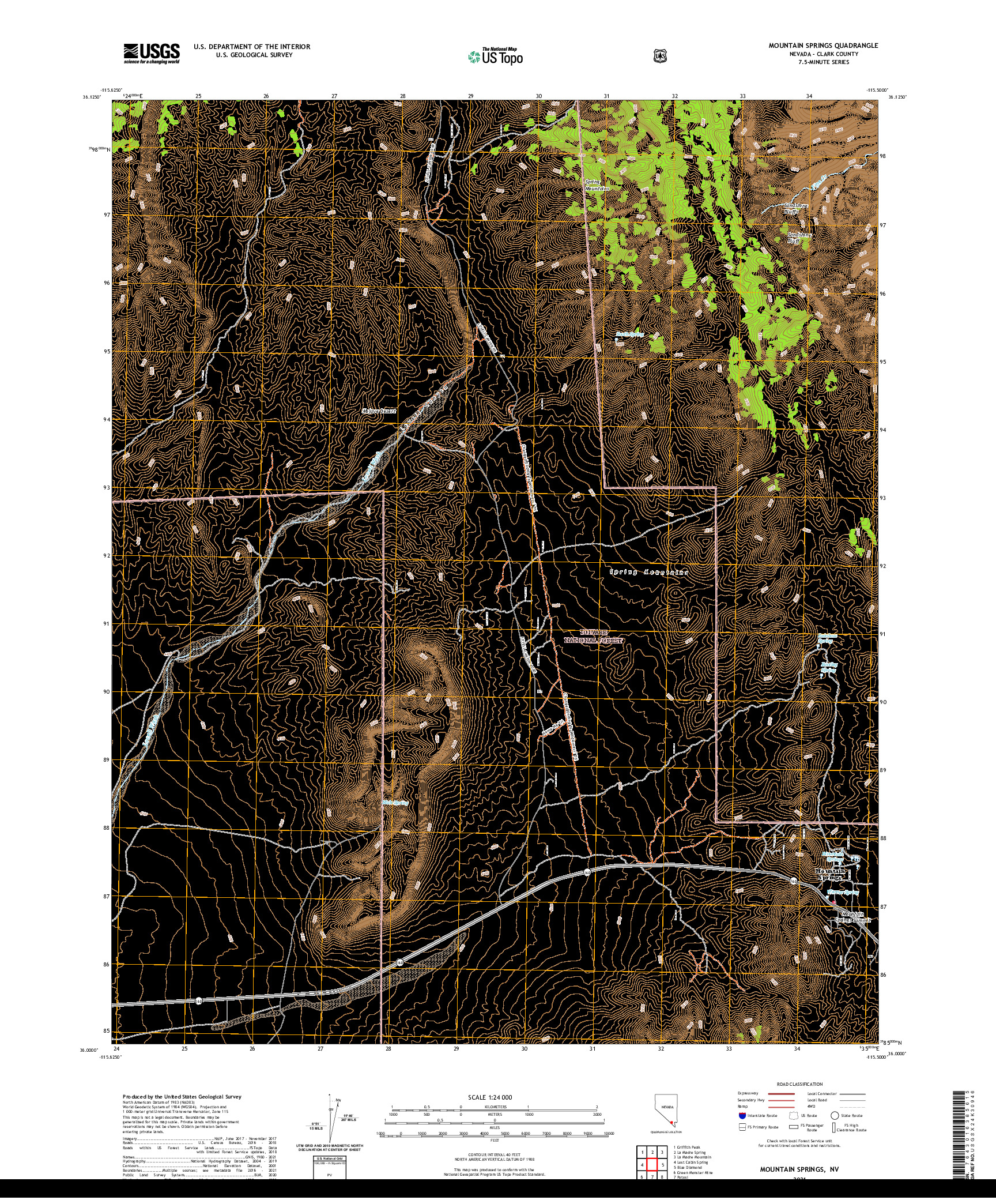 US TOPO 7.5-MINUTE MAP FOR MOUNTAIN SPRINGS, NV