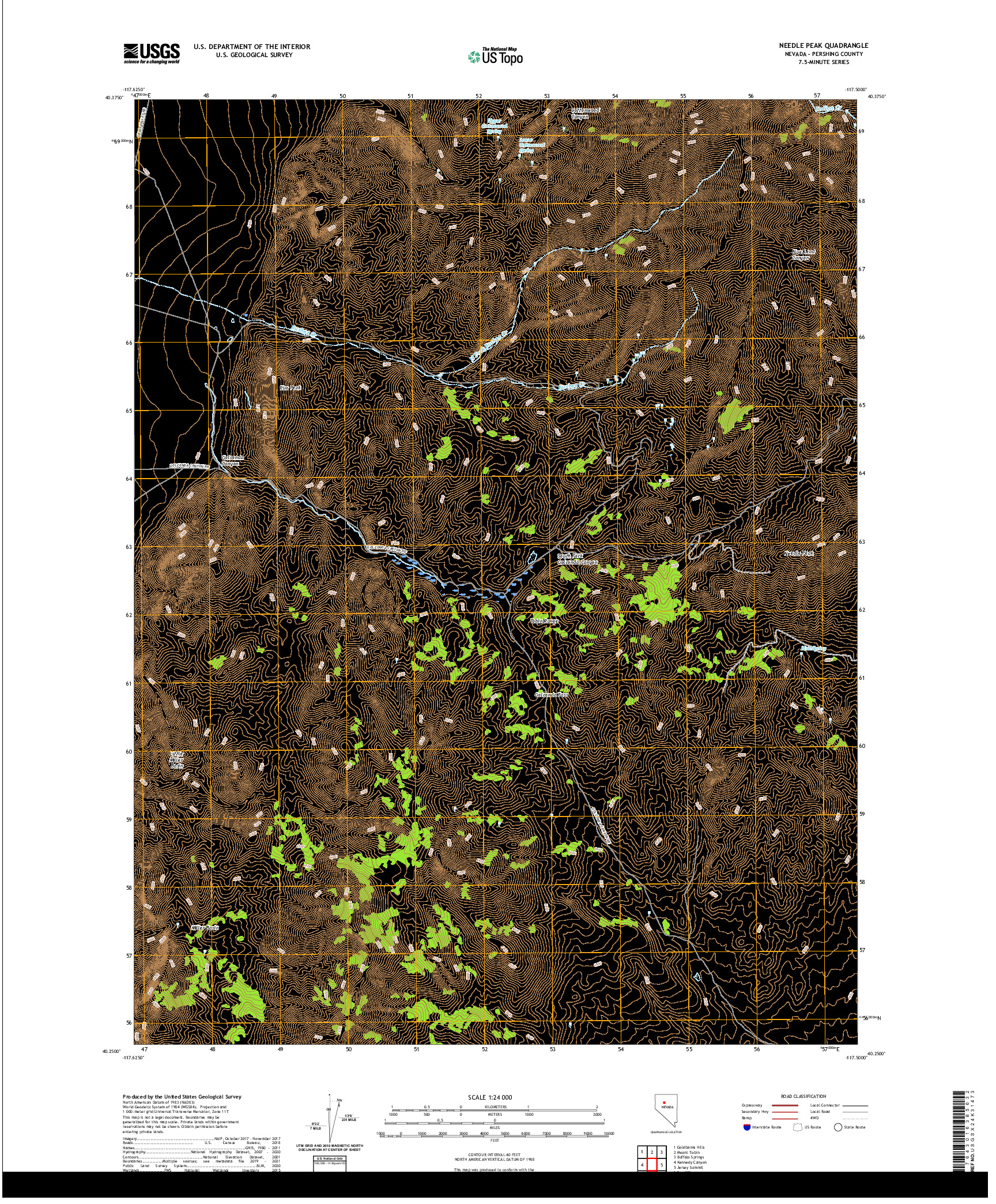 US TOPO 7.5-MINUTE MAP FOR NEEDLE PEAK, NV