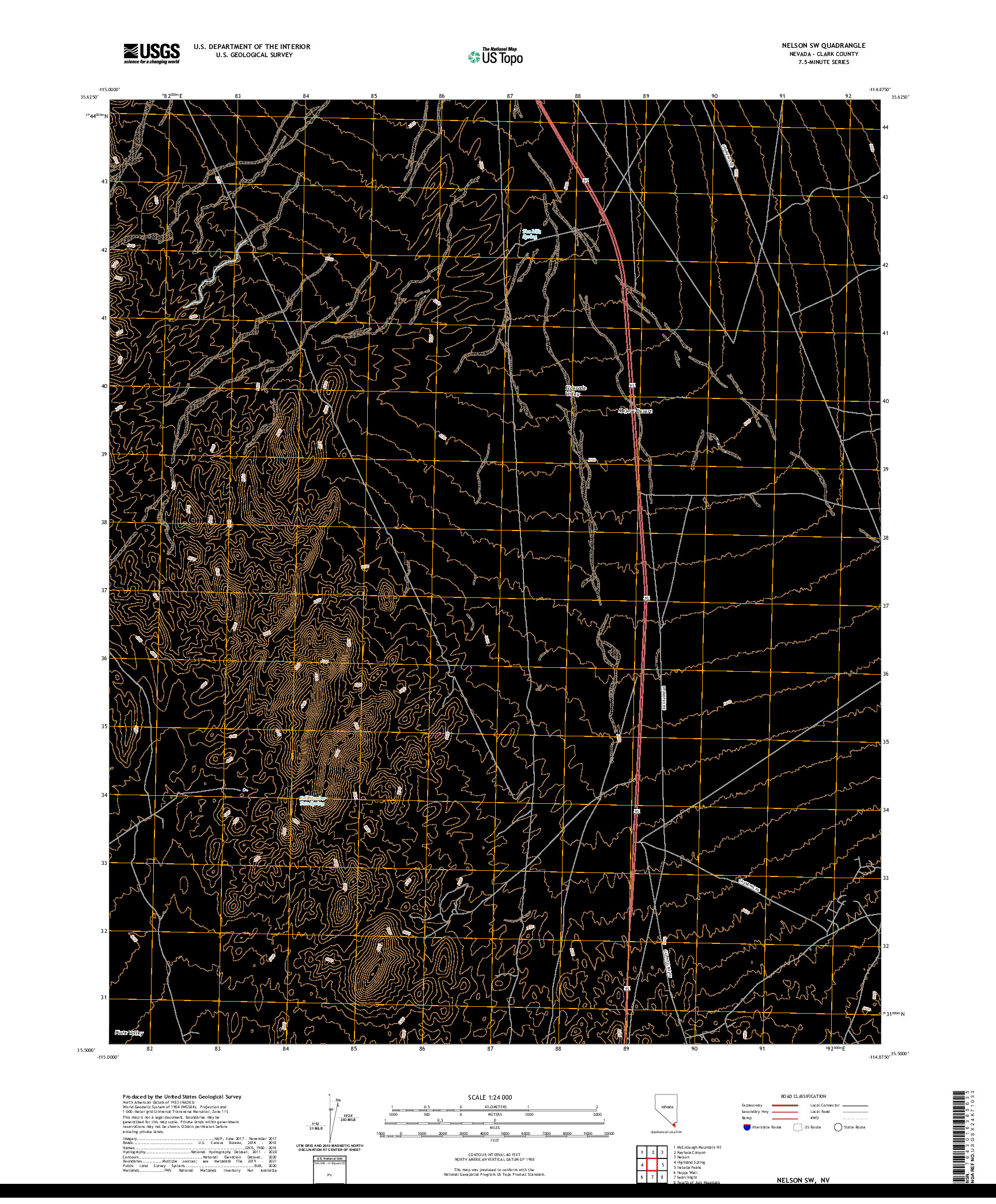 US TOPO 7.5-MINUTE MAP FOR NELSON SW, NV