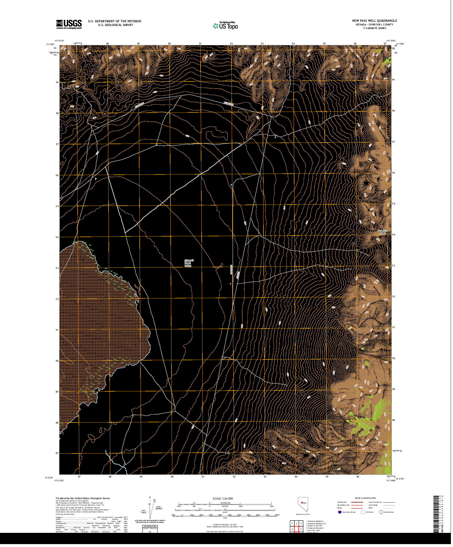 US TOPO 7.5-MINUTE MAP FOR NEW PASS WELL, NV