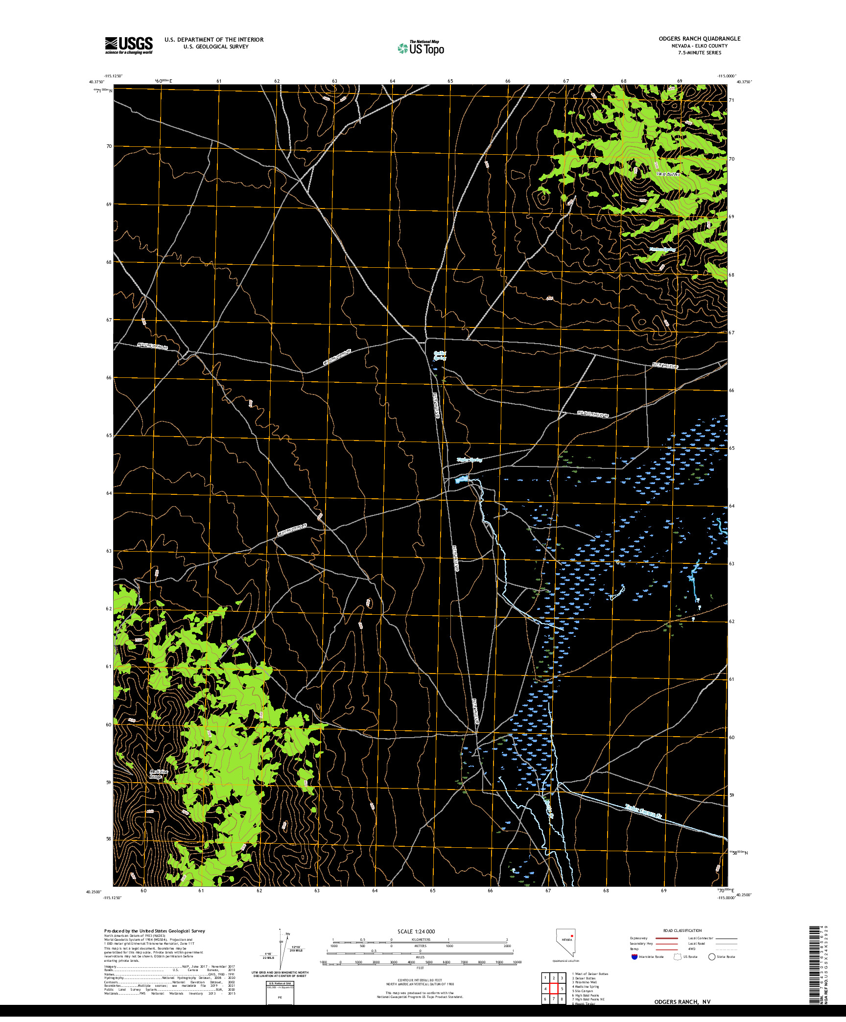 US TOPO 7.5-MINUTE MAP FOR ODGERS RANCH, NV