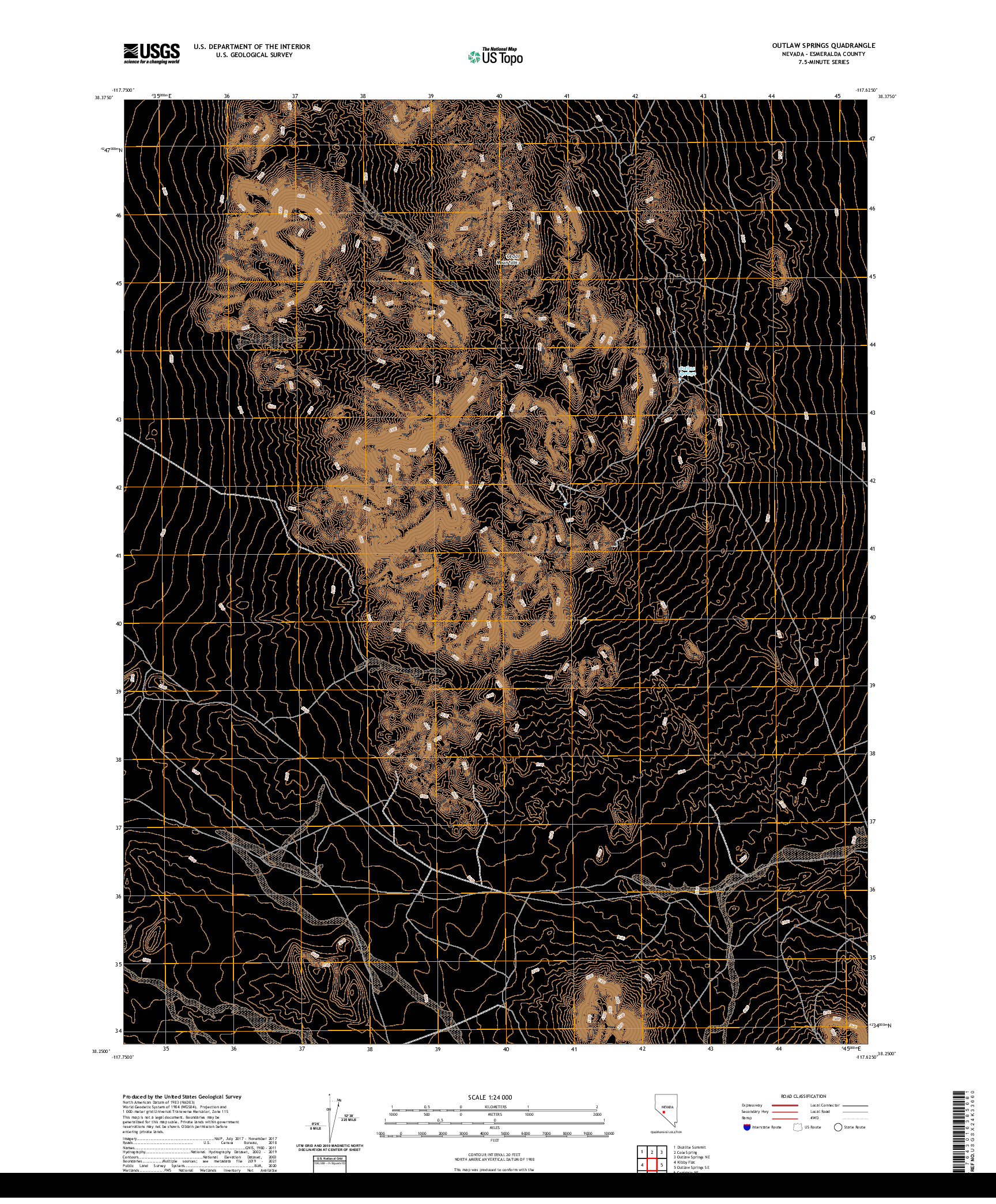 US TOPO 7.5-MINUTE MAP FOR OUTLAW SPRINGS, NV