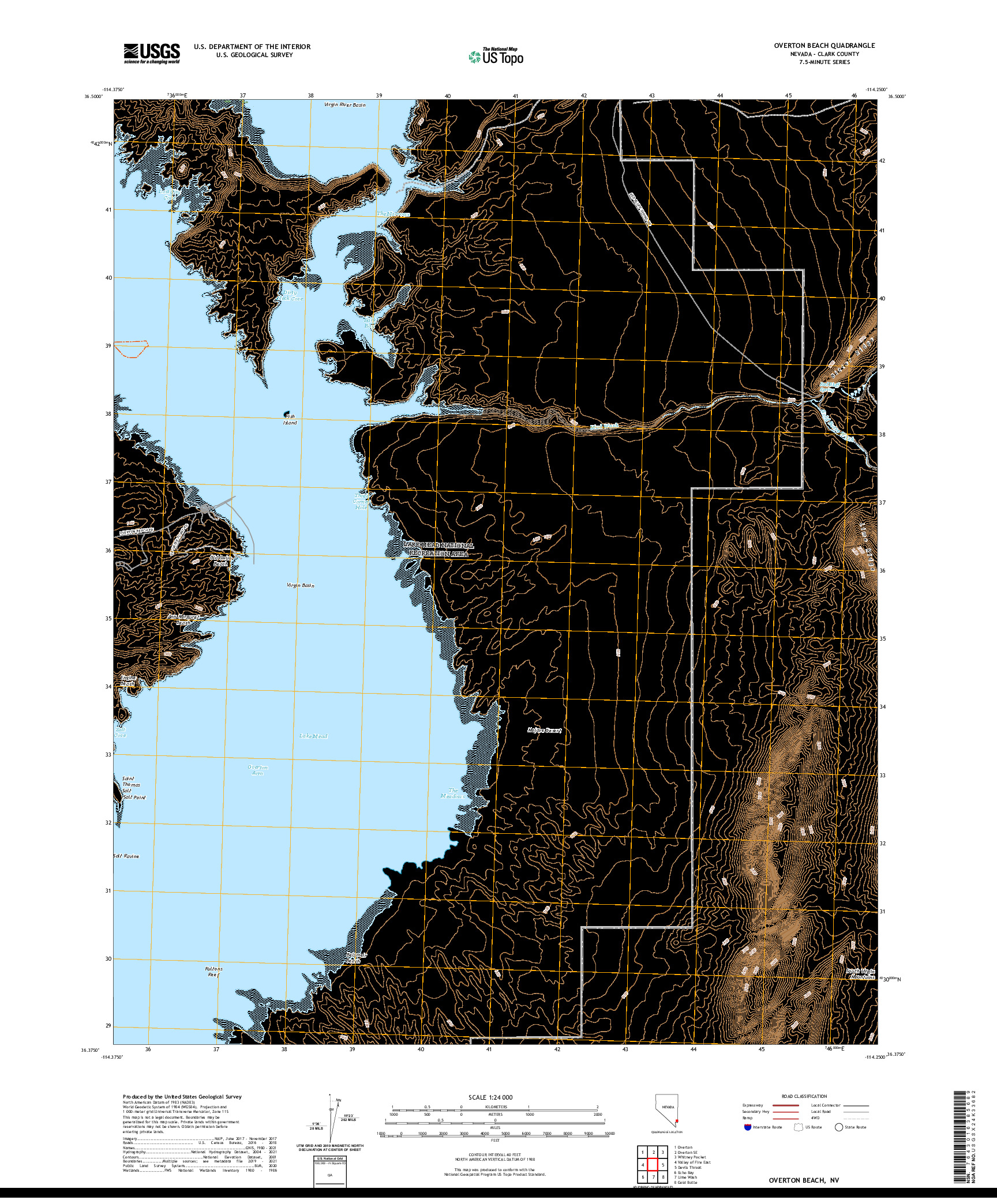 US TOPO 7.5-MINUTE MAP FOR OVERTON BEACH, NV