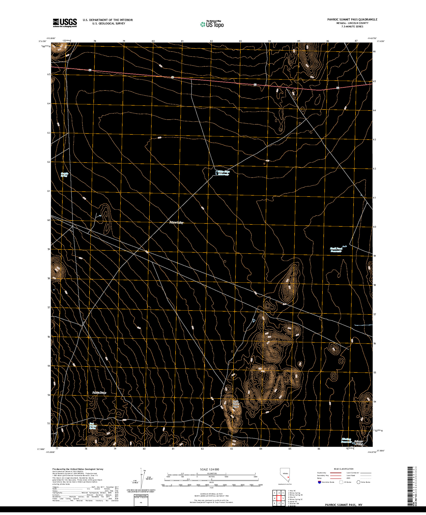 US TOPO 7.5-MINUTE MAP FOR PAHROC SUMMIT PASS, NV