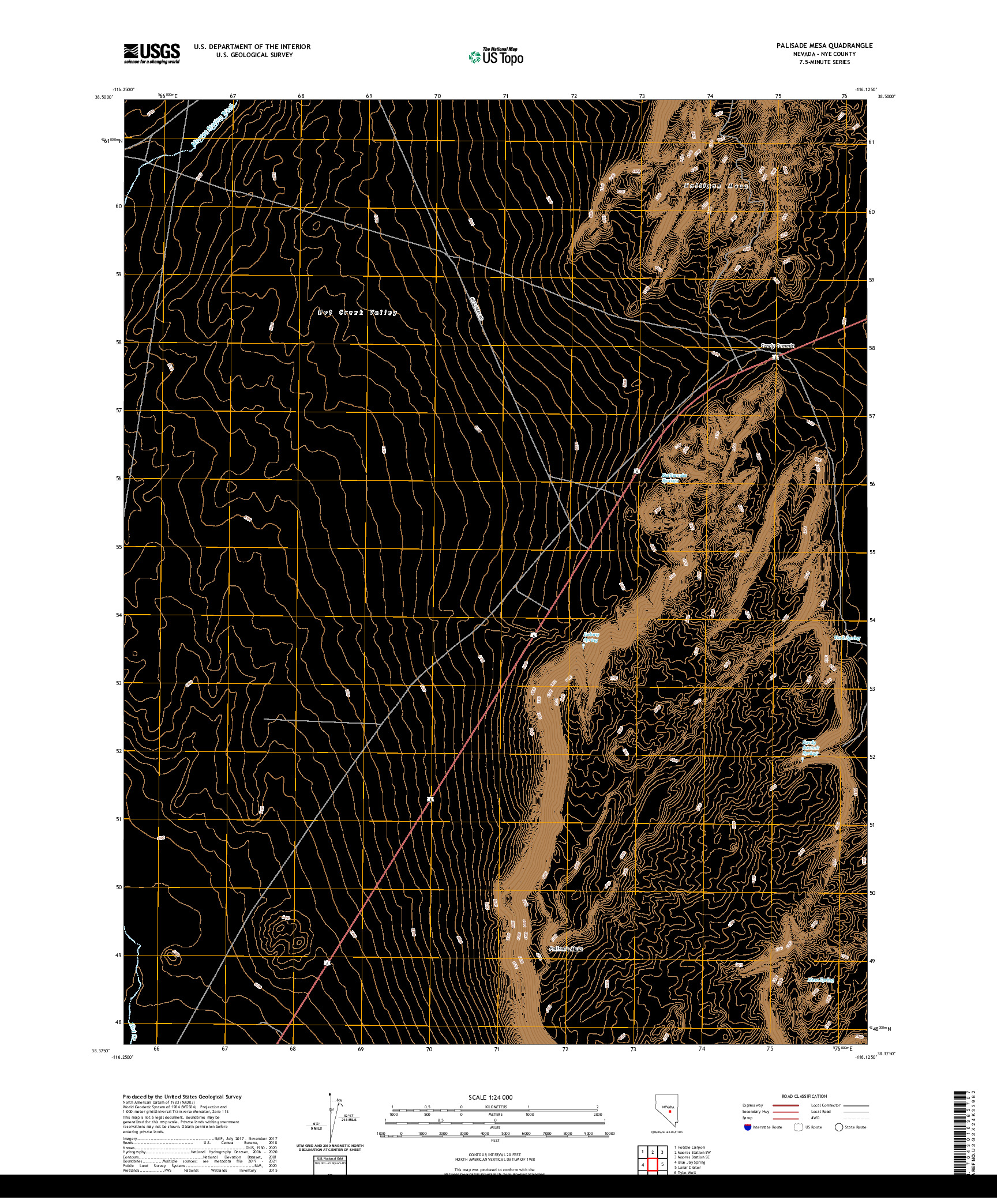 US TOPO 7.5-MINUTE MAP FOR PALISADE MESA, NV