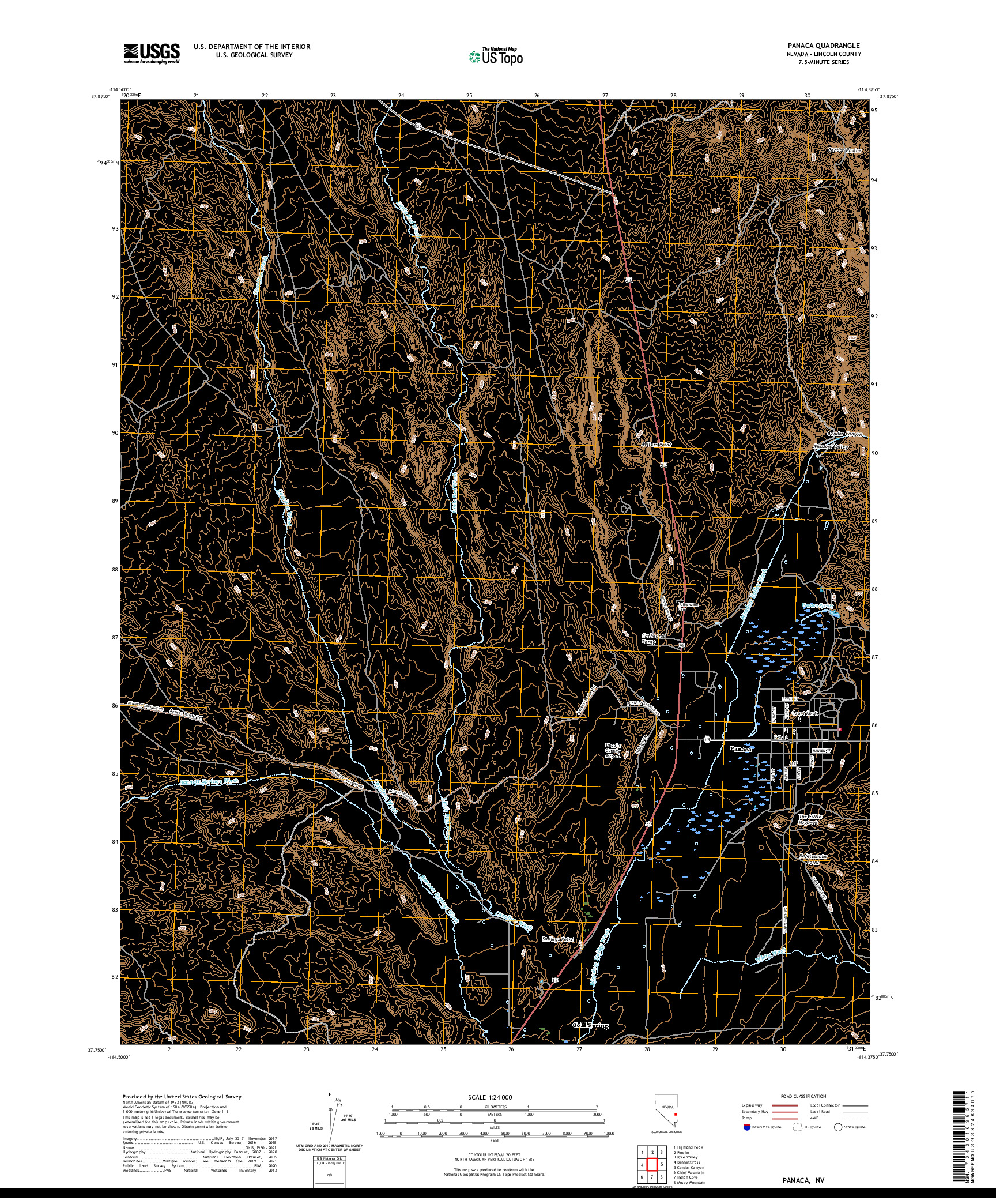 US TOPO 7.5-MINUTE MAP FOR PANACA, NV