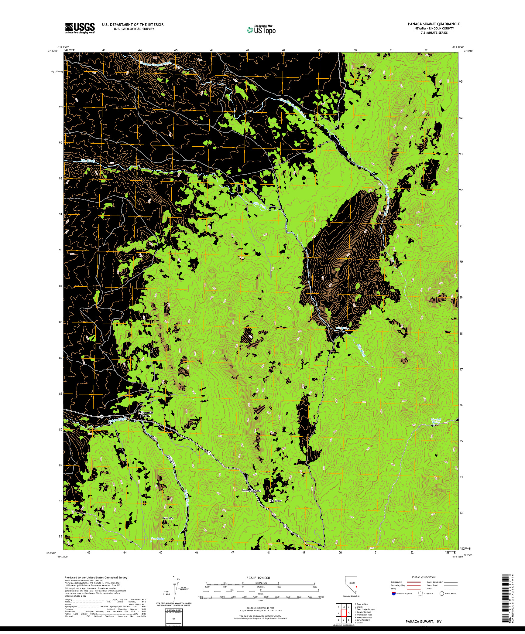 US TOPO 7.5-MINUTE MAP FOR PANACA SUMMIT, NV