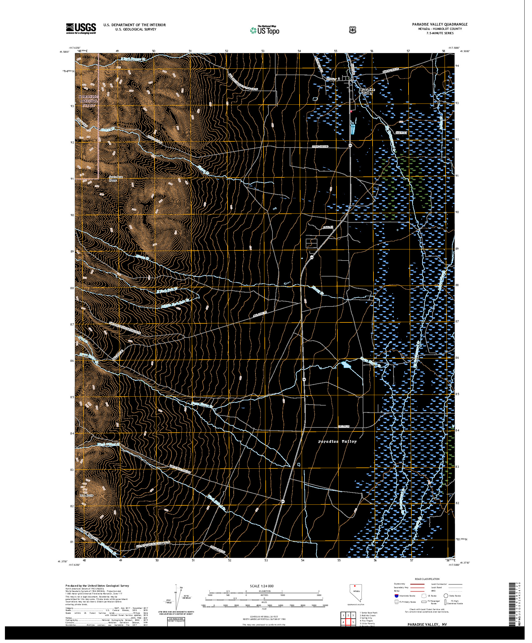 US TOPO 7.5-MINUTE MAP FOR PARADISE VALLEY, NV