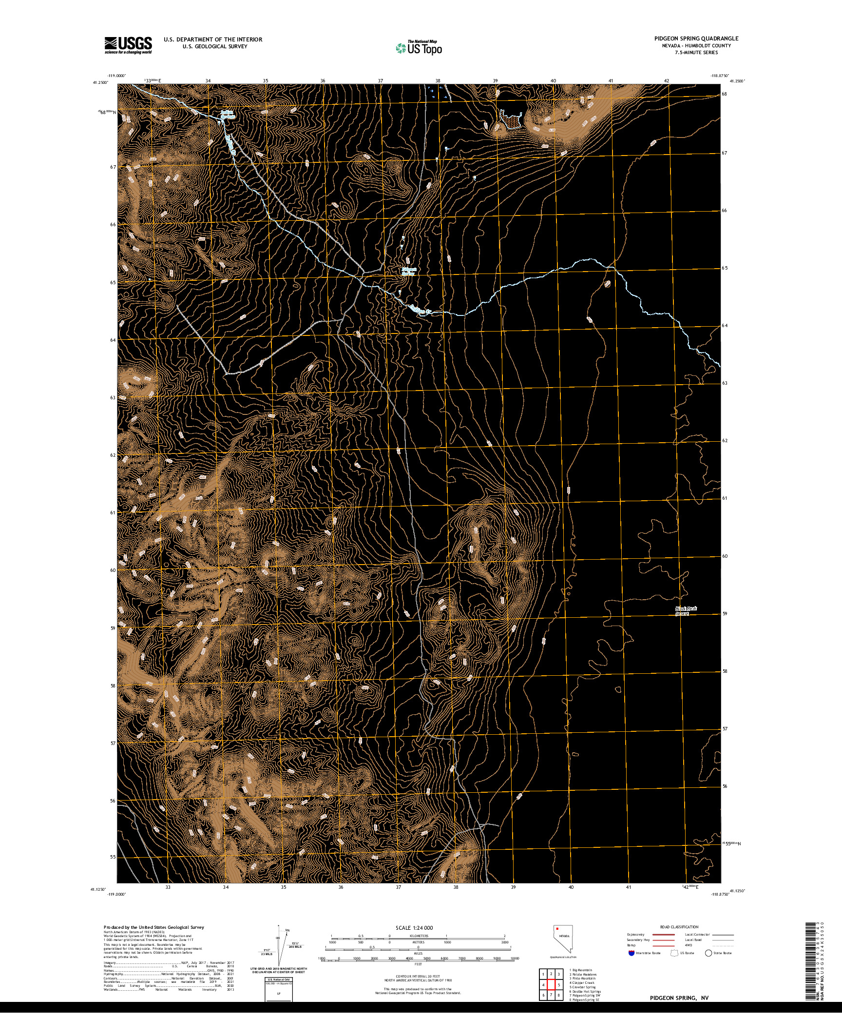 US TOPO 7.5-MINUTE MAP FOR PIDGEON SPRING, NV