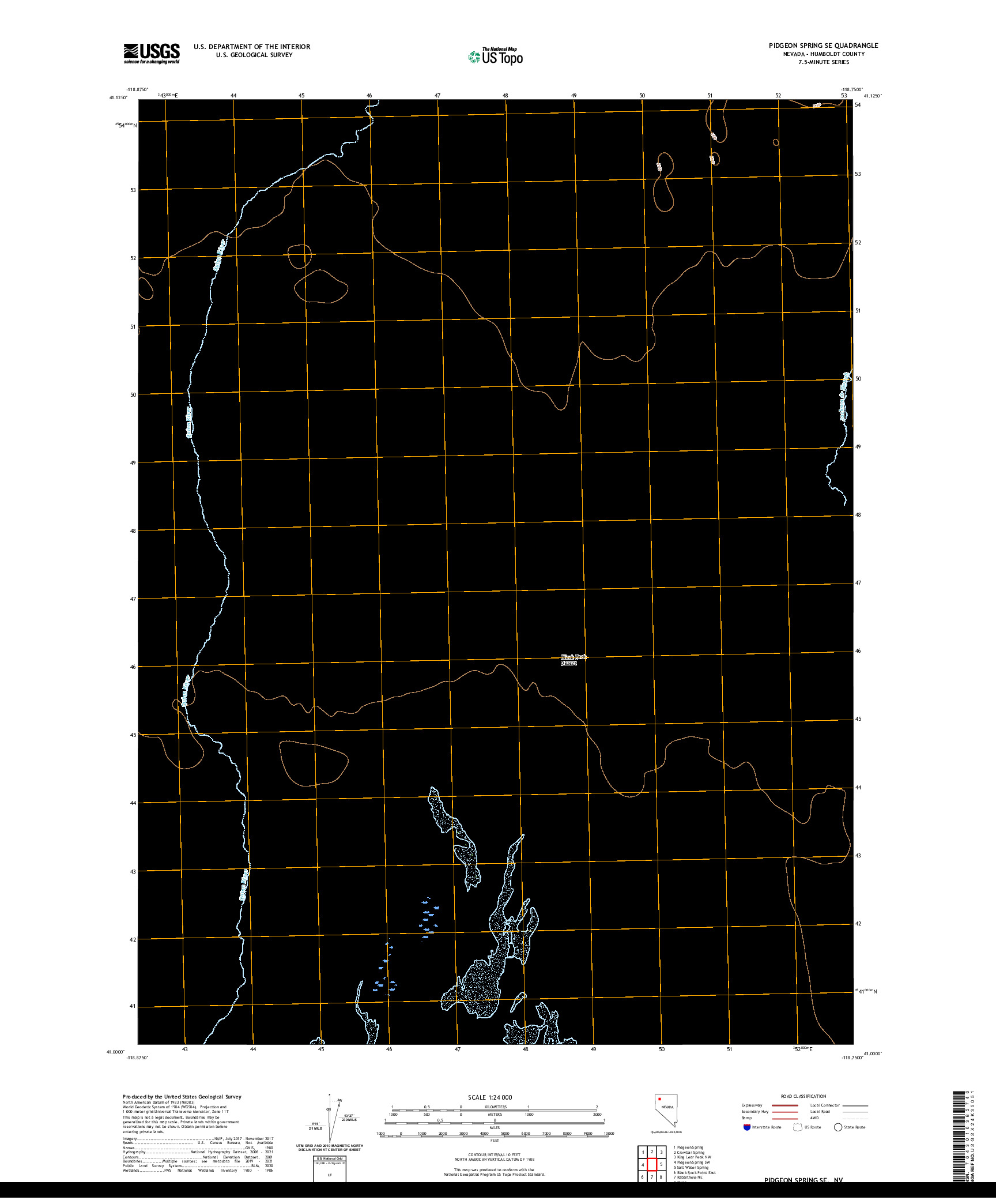 US TOPO 7.5-MINUTE MAP FOR PIDGEON SPRING SE, NV