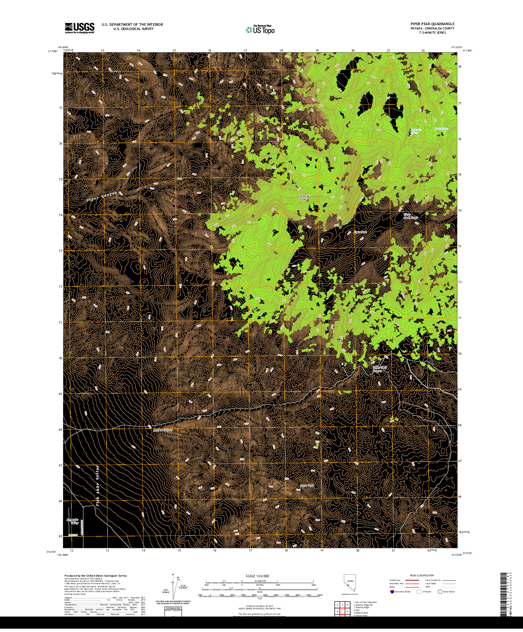 US TOPO 7.5-MINUTE MAP FOR PIPER PEAK, NV