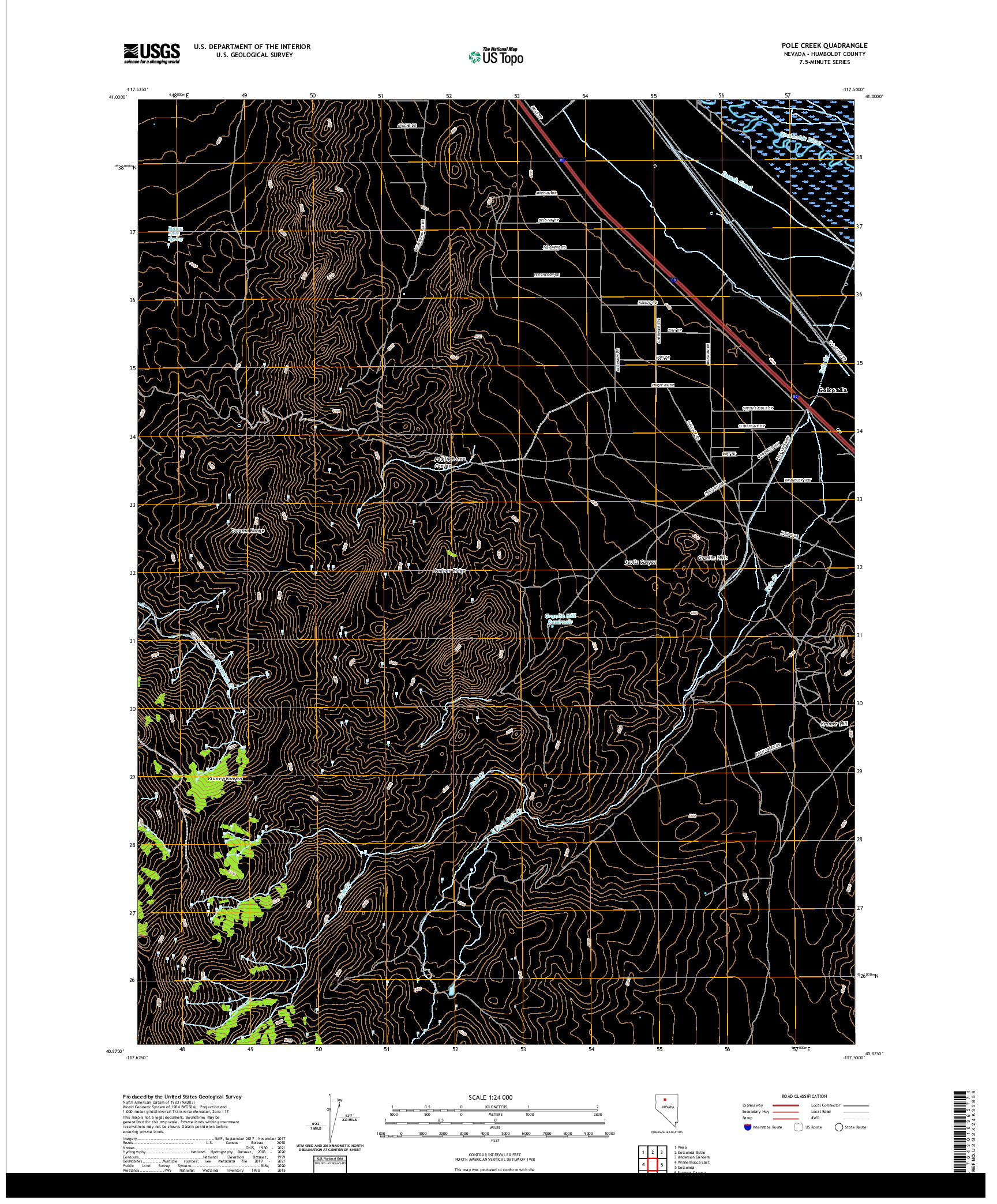 US TOPO 7.5-MINUTE MAP FOR POLE CREEK, NV