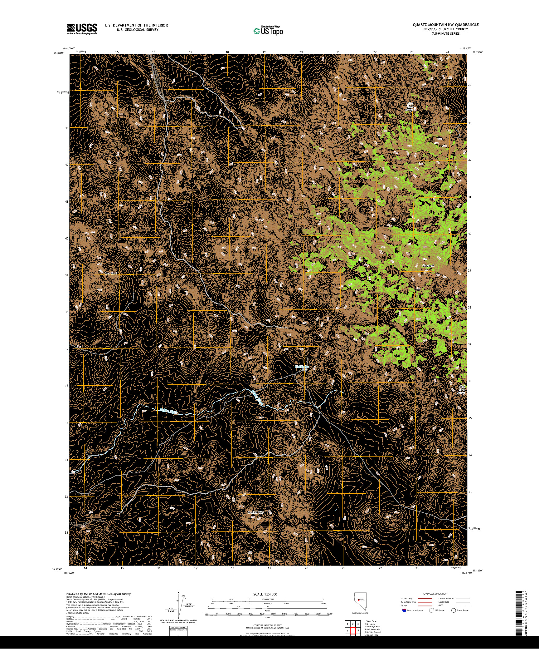 US TOPO 7.5-MINUTE MAP FOR QUARTZ MOUNTAIN NW, NV