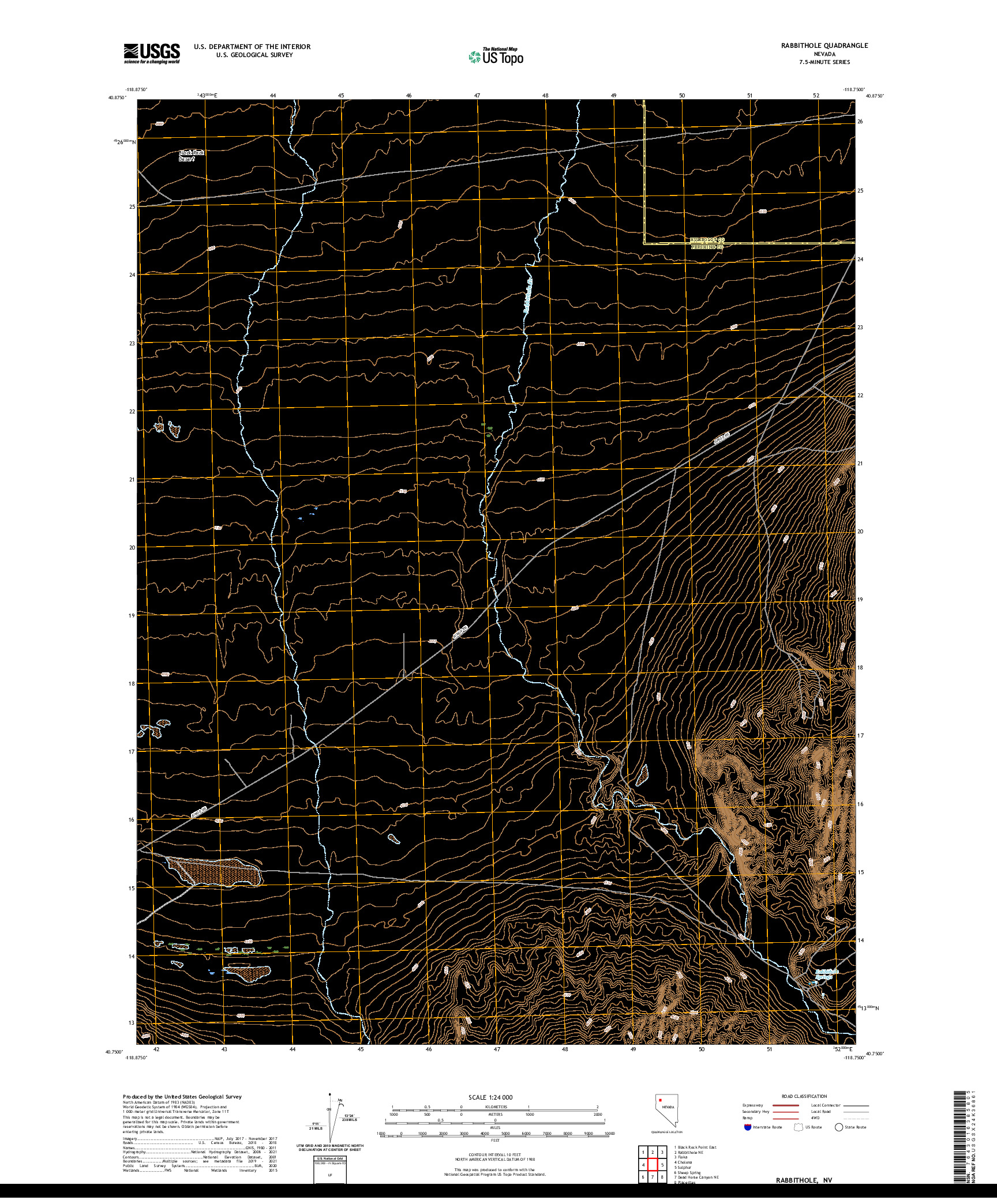 US TOPO 7.5-MINUTE MAP FOR RABBITHOLE, NV