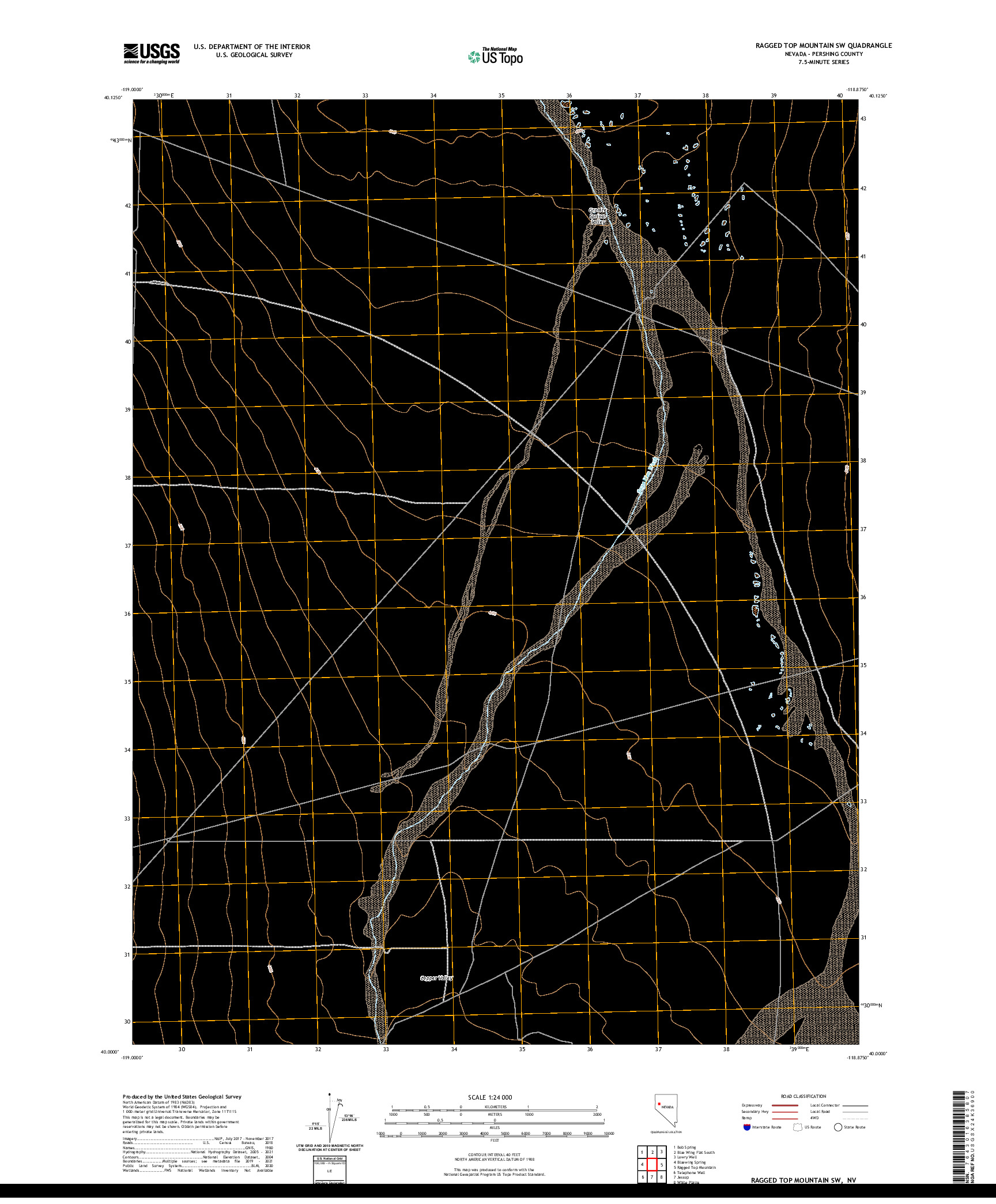 US TOPO 7.5-MINUTE MAP FOR RAGGED TOP MOUNTAIN SW, NV