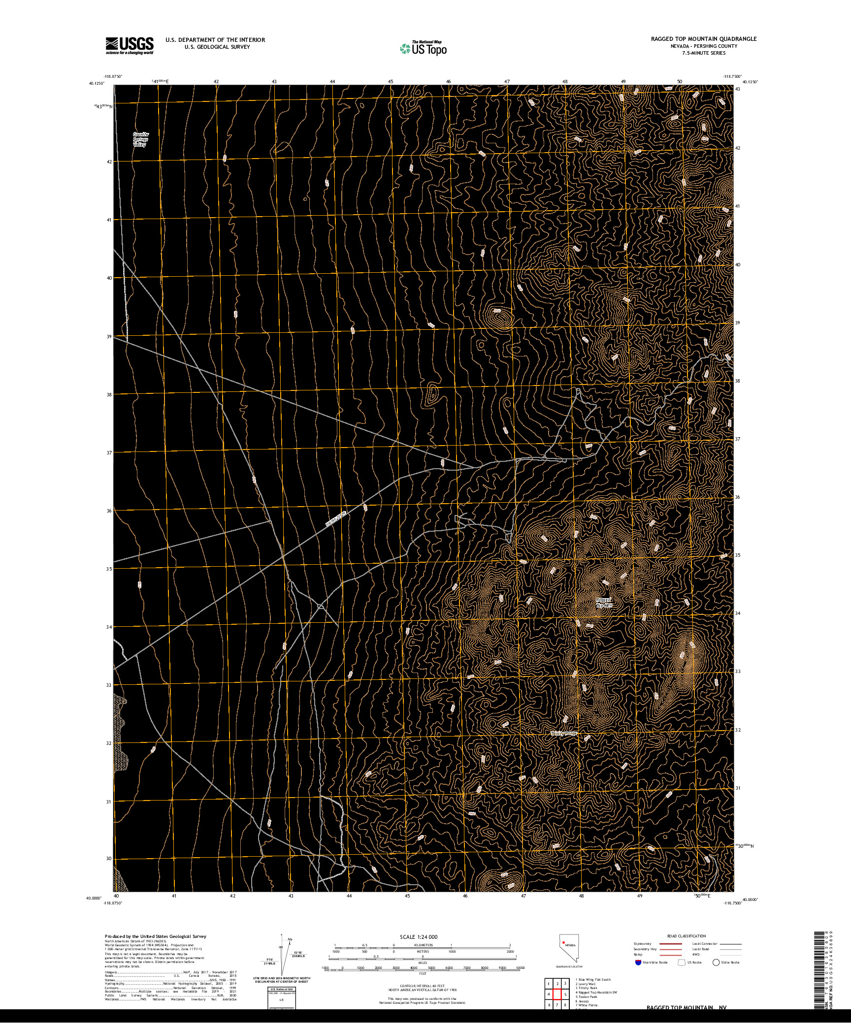 US TOPO 7.5-MINUTE MAP FOR RAGGED TOP MOUNTAIN, NV