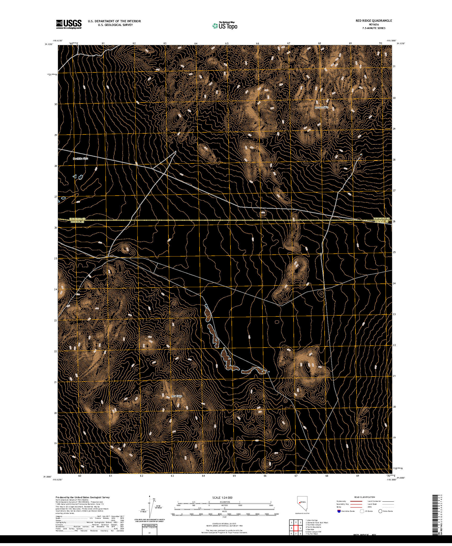 US TOPO 7.5-MINUTE MAP FOR RED RIDGE, NV