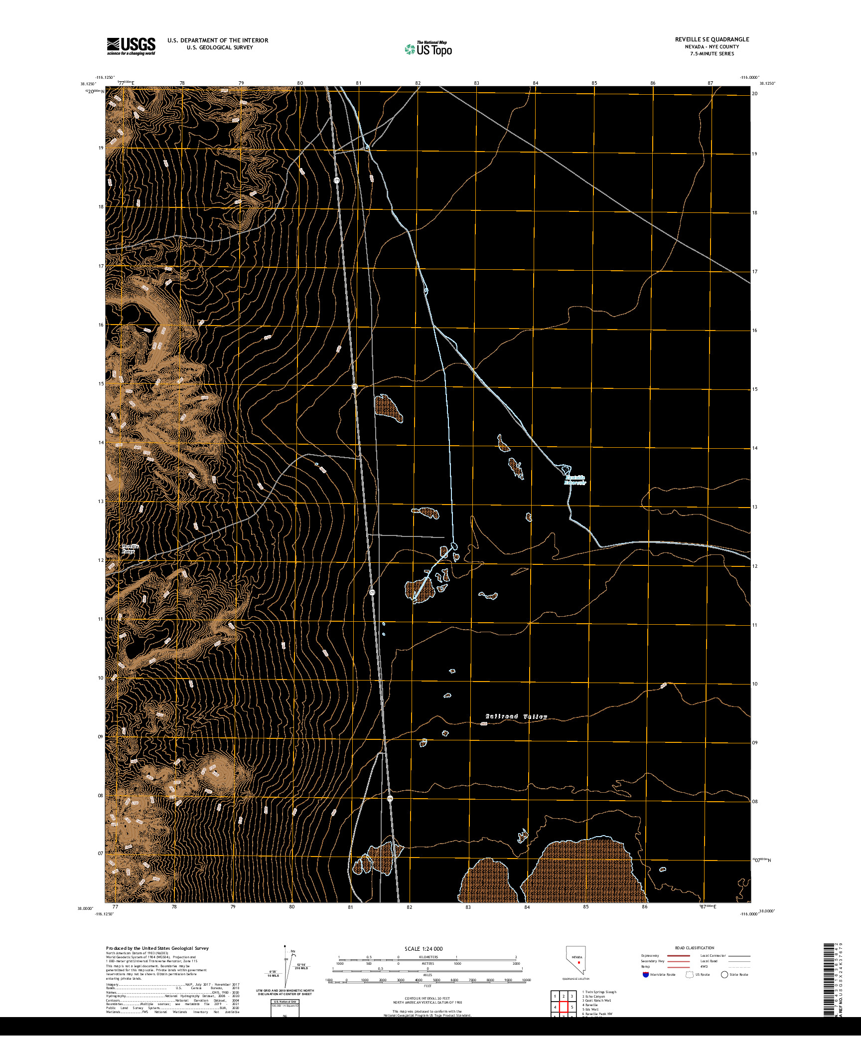 US TOPO 7.5-MINUTE MAP FOR REVEILLE SE, NV