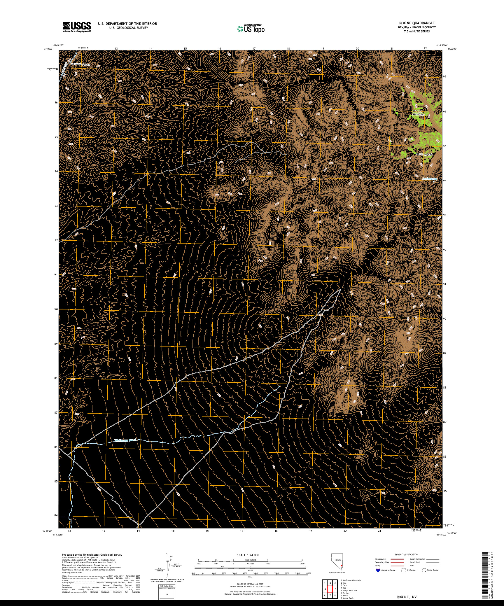 US TOPO 7.5-MINUTE MAP FOR ROX NE, NV