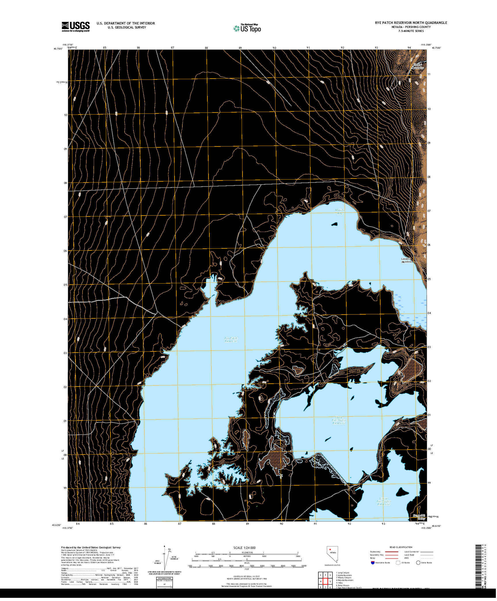 US TOPO 7.5-MINUTE MAP FOR RYE PATCH RESERVOIR NORTH, NV