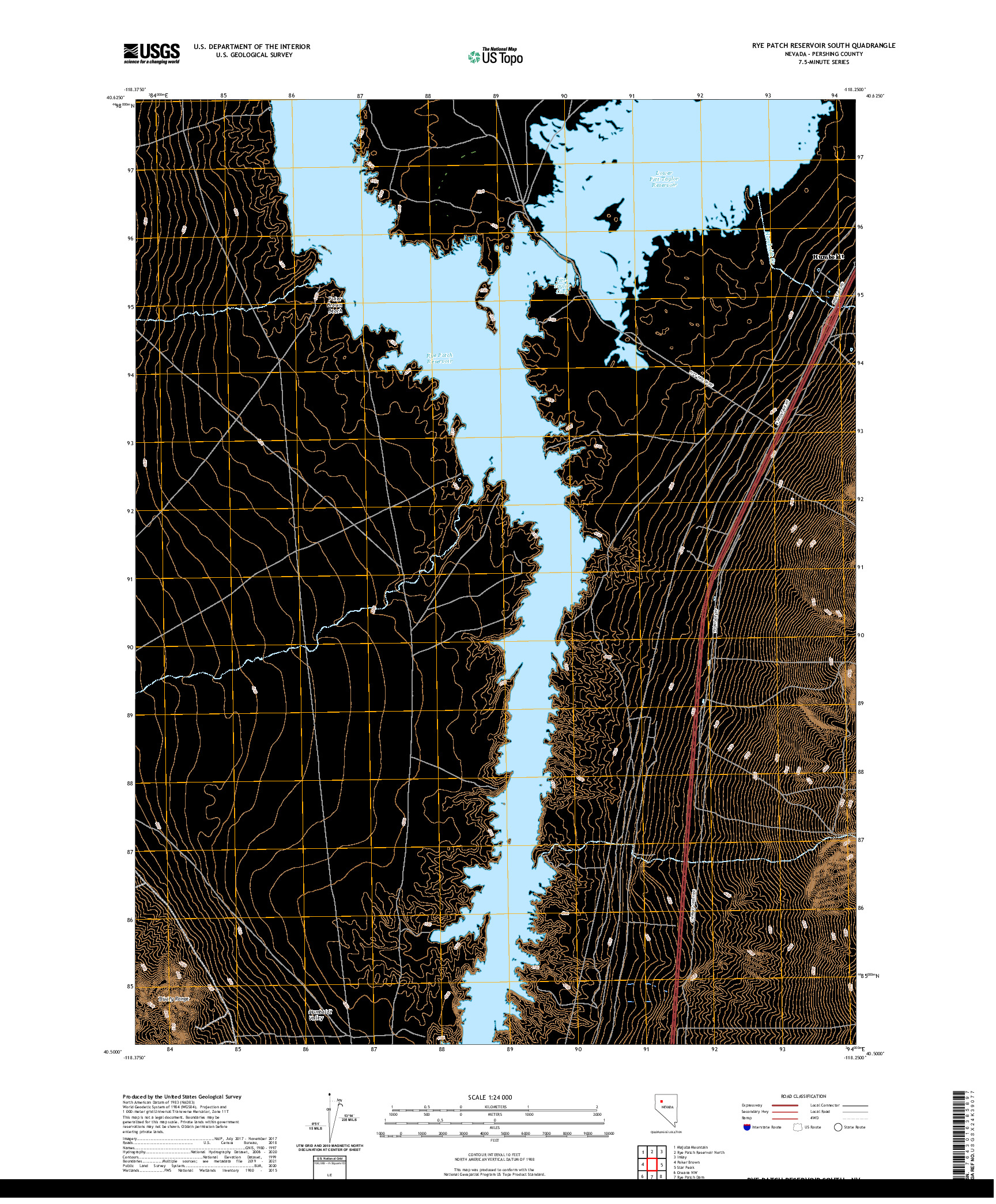 US TOPO 7.5-MINUTE MAP FOR RYE PATCH RESERVOIR SOUTH, NV