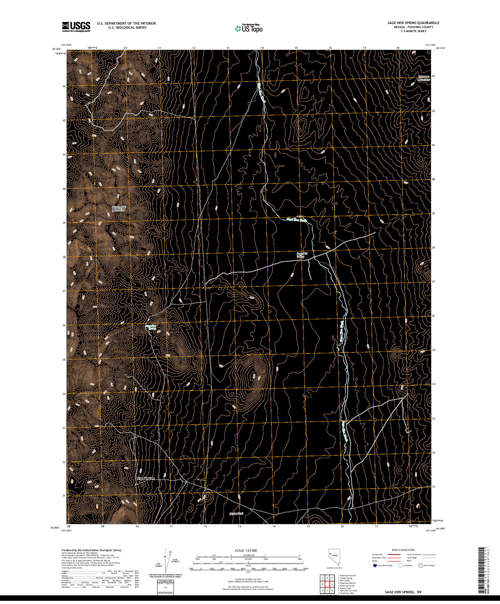 US TOPO 7.5-MINUTE MAP FOR SAGE HEN SPRING, NV