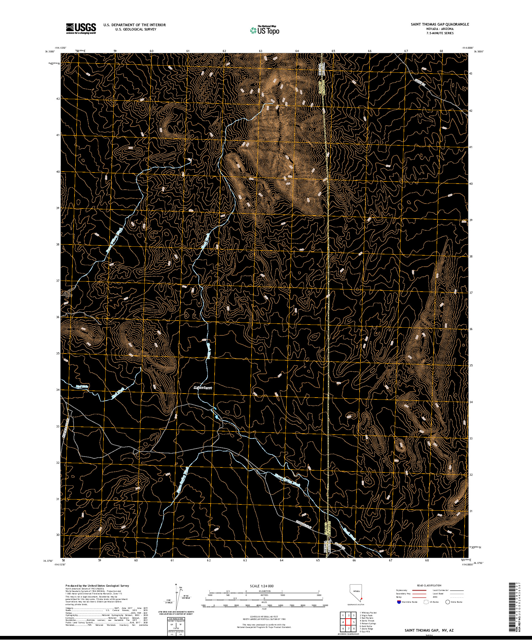 US TOPO 7.5-MINUTE MAP FOR SAINT THOMAS GAP, NV,AZ