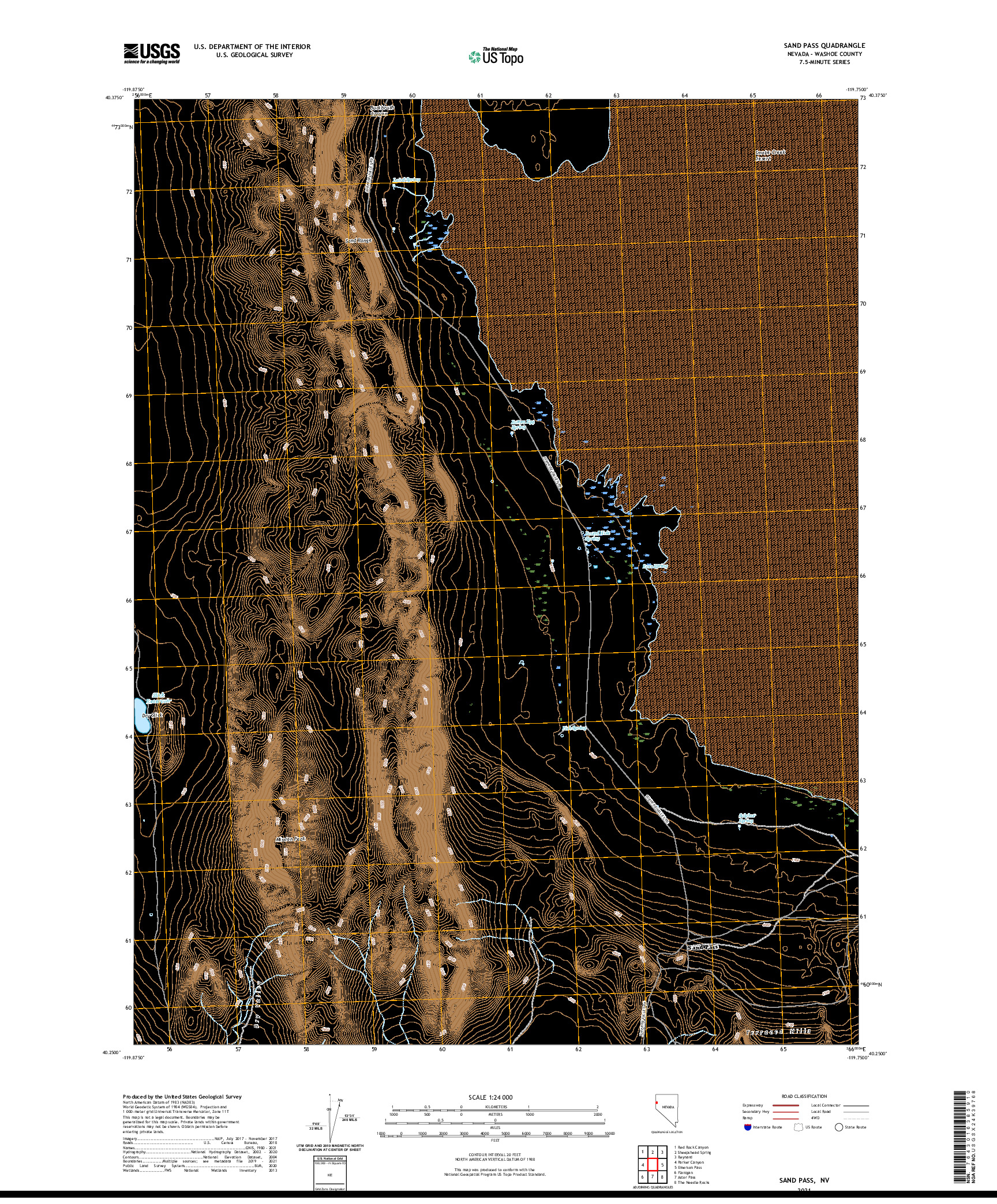 US TOPO 7.5-MINUTE MAP FOR SAND PASS, NV